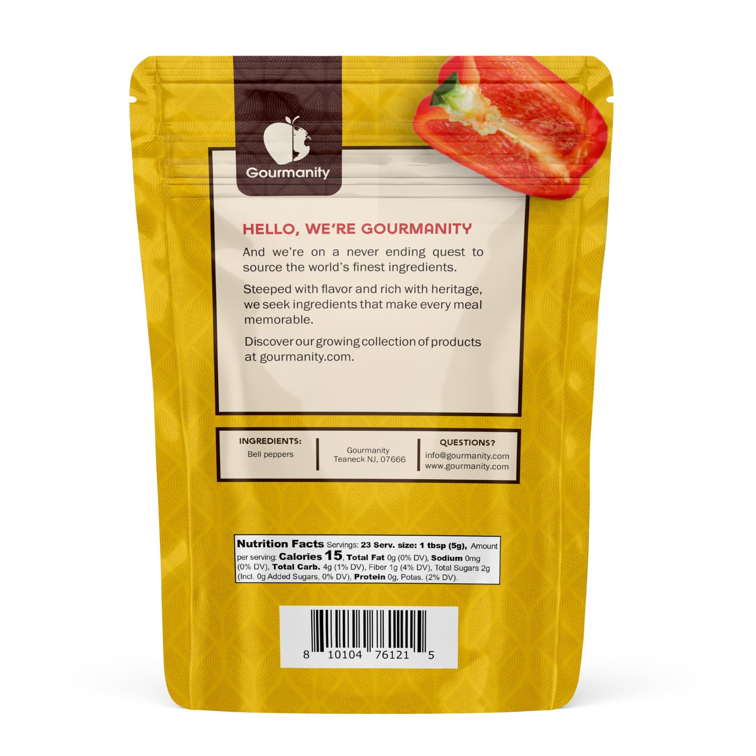 Gourmanity Gourmanity Dried Red Bell Peppers, Flavorful Diced Peppers Fresh and Appetizing, Perfect for Ramen Bae Ramen Toppings Soups Stir-Frys and Stews, All Natural, Resealable 4oz Bag.