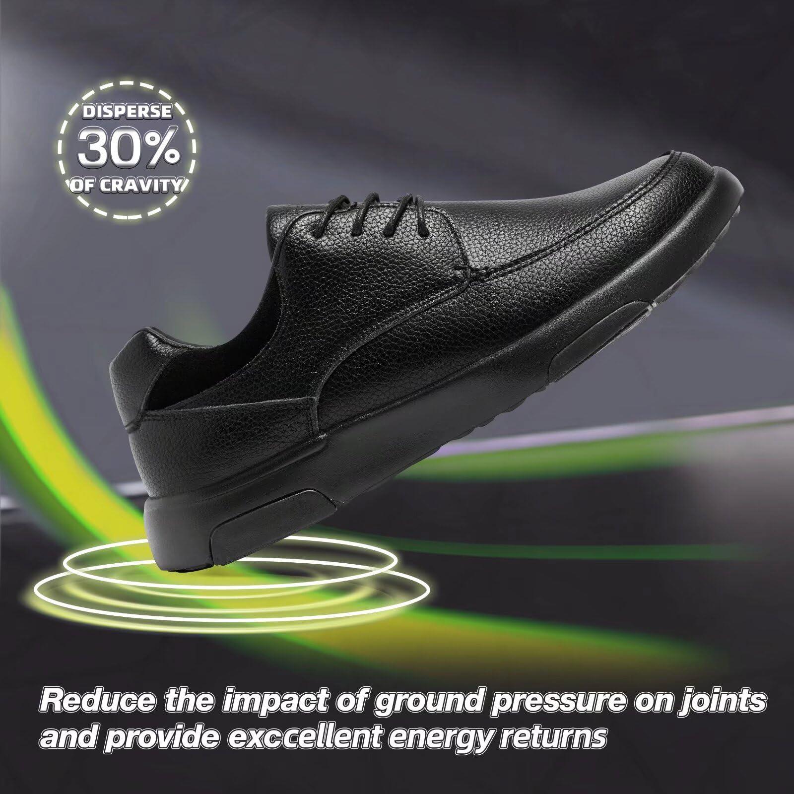 OrthoComfoot Men\'s Orthopedic Dress Oxfords for High Arch: Casual Supportive Cushion Shoes for Plantar Fasciitis, Ultralight Leather Shoeswith Arch Support for Indoor Outdoor Black Size 12