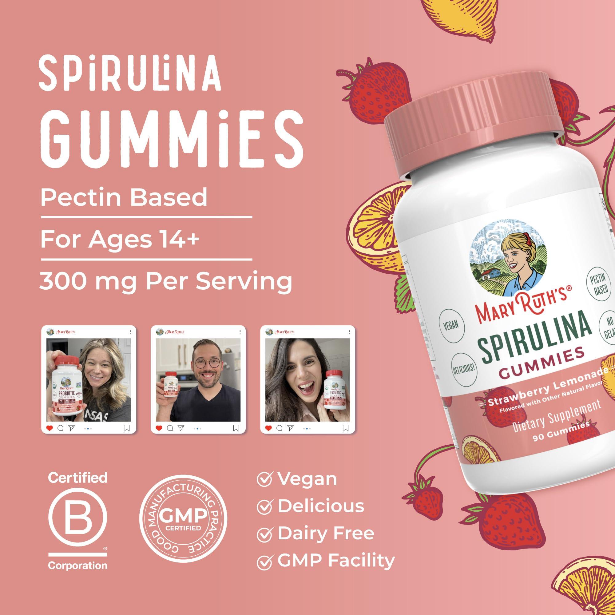 MaryRuth Organics MaryRuth Organics Spirulina Gummies Made with Organic Spirulina | Superfood Gummies for Ages 14+ | Vegan | Non-GMO | 90 Count