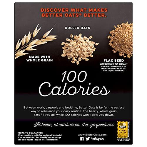 Malt-O-Meal Better Oats 100 Calorie Maple and Brown Sugar Oatmeal Packets, 100 Calorie Oatmeal Pouches, 90 Second Instant Oatmeal with Flax Seeds and Rolled Oats, Pack of 10, 9.8 OZ Pack