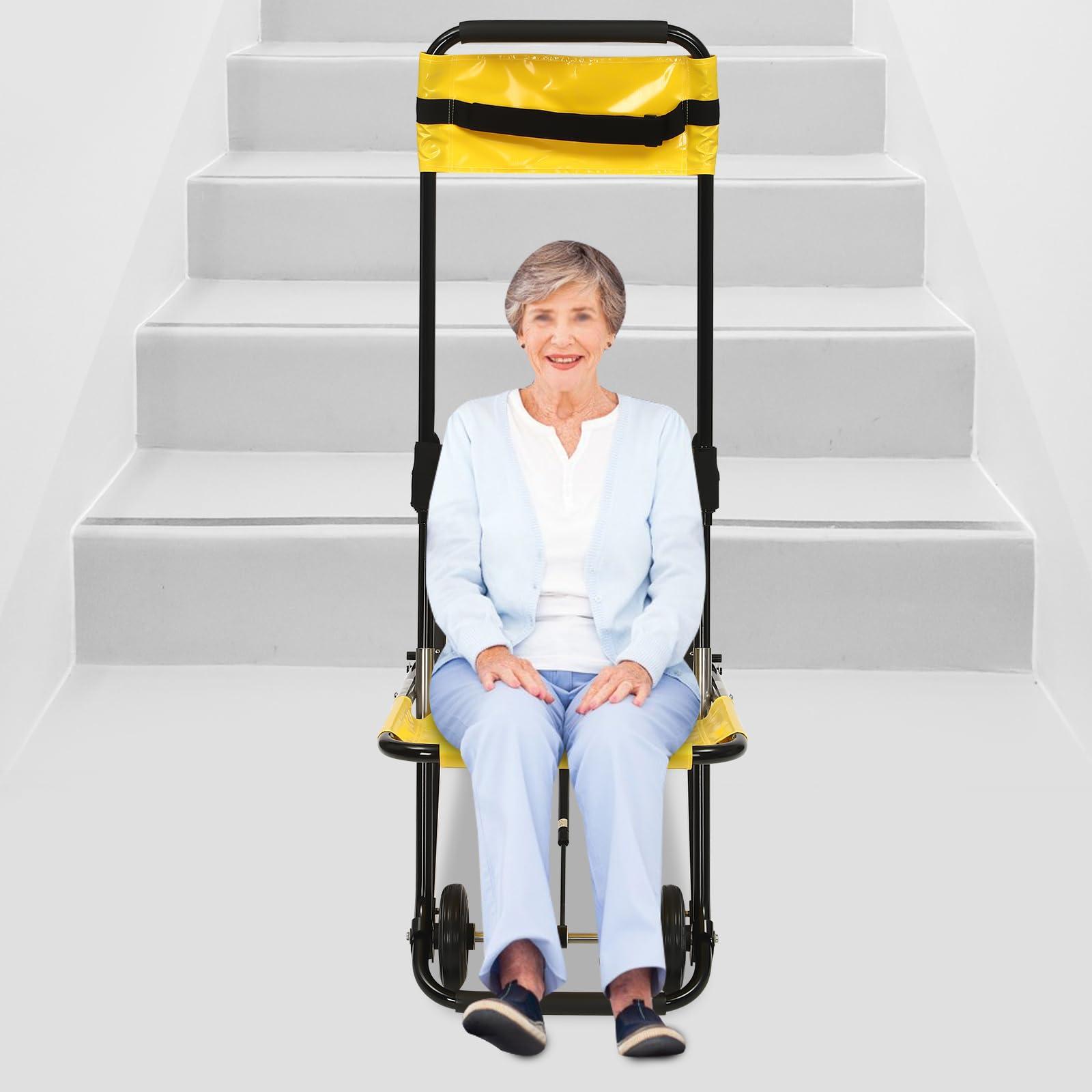 SanBouSi Manual Lift Stair Chair, Transfer Stair Chair Lift Portable Evacuation Chair Wheelchair for Seniors for One-Person Operation of Daily Transfers, Folding Stair Chair - Lifts Up to 350 lbs