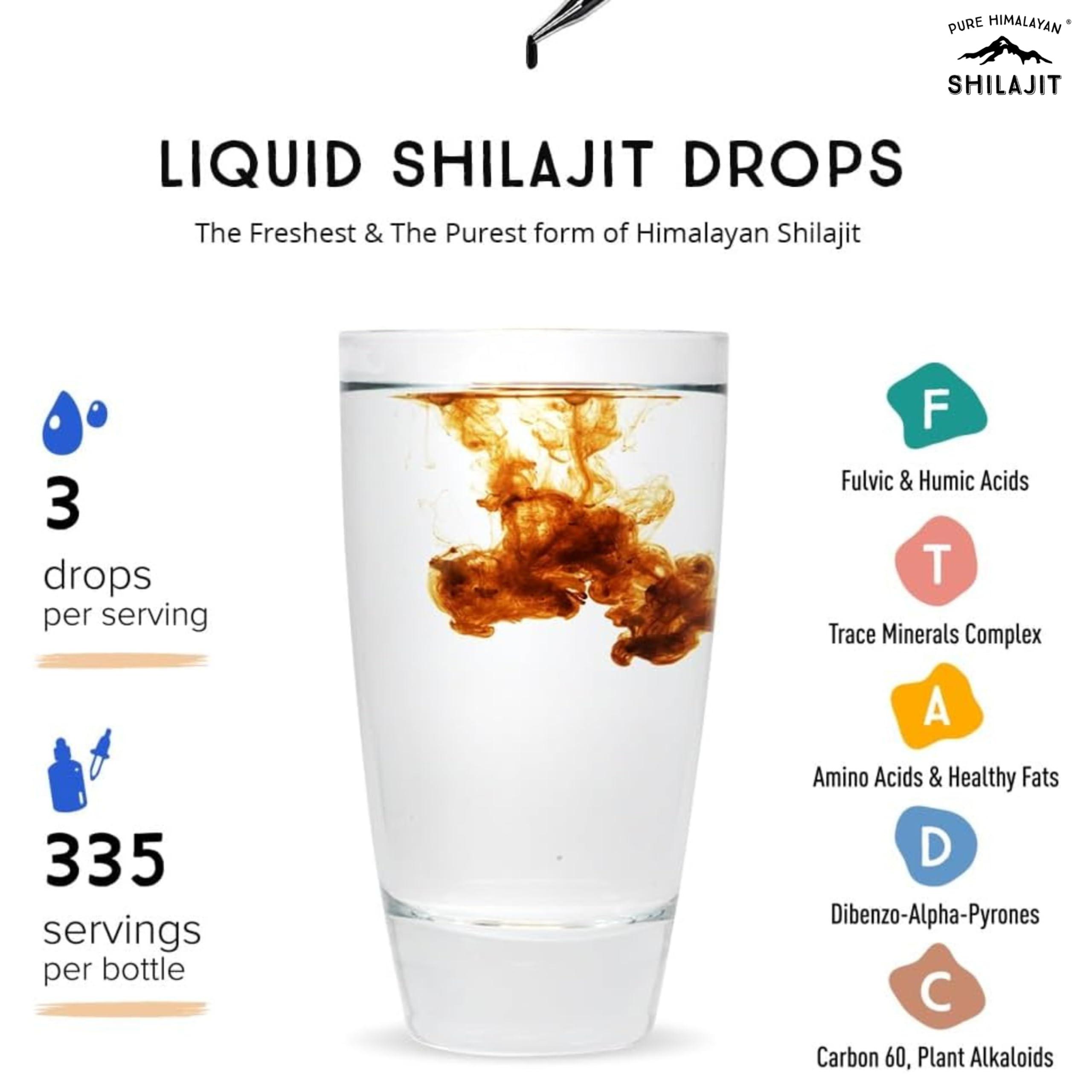Pure Himalayan Shilajit Pure Himalayan Shilajit  Liquid Drops - The Purest Form of Shilajit, 99.9% Absorption for Immune Support, Energy Boost, Anti-Aging - Natural Trace Minerals & Fulvic Acid (50ml)