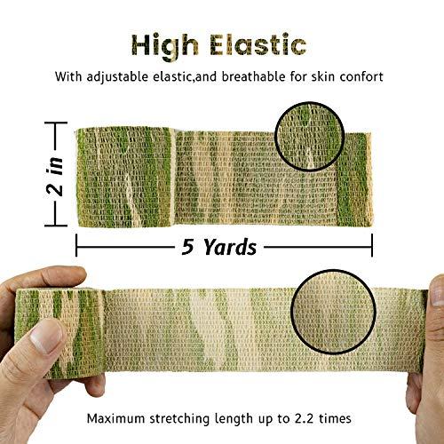 FRESINIDER FRESINIDER 9 Rolls Self Adhesive Wrap Athletic Tape Gauze, Breathable Elastic Cohesive Bandage for Sports Injury & Pet (7 Pcs 2"x 5 Yards + 2 Pcs 1" X 5 Yards) (Forest Camo)
