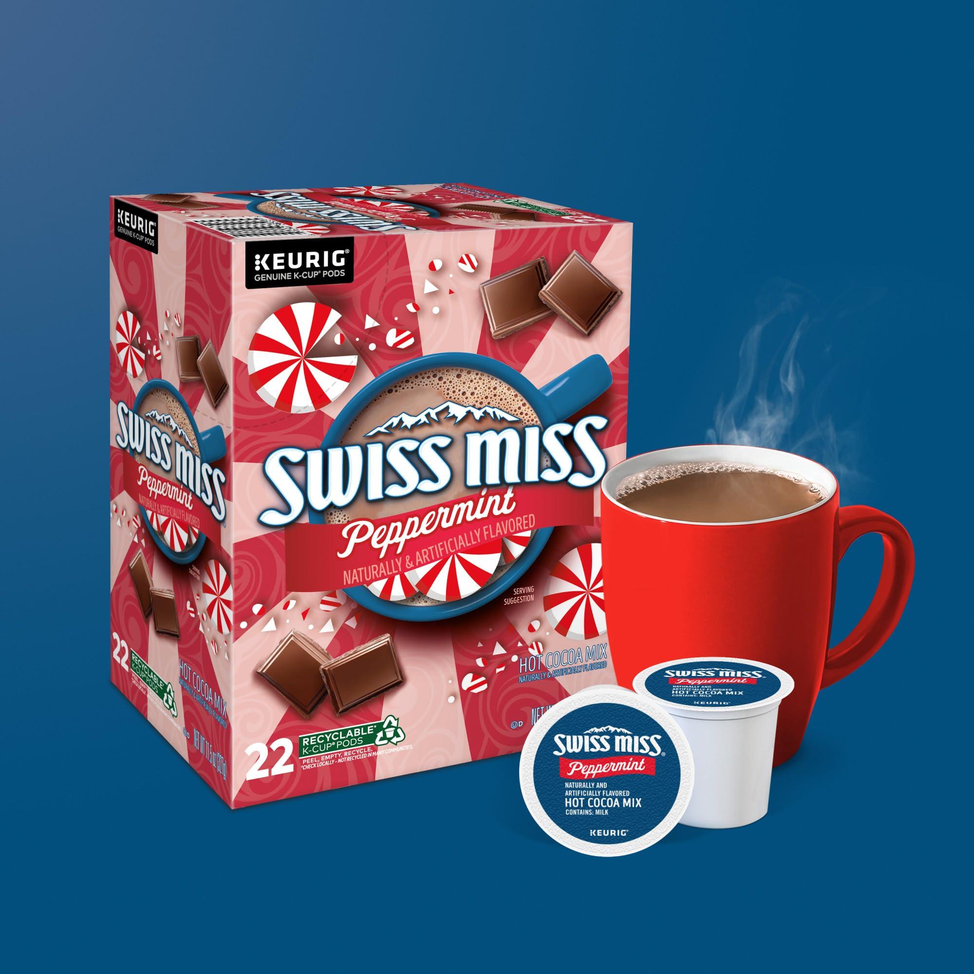 Swiss Miss Swiss Miss Peppermint Hot Cocoa, Single-Serve Keurig K-Cup Pods, Hot Chocolate, 88 Count (4 Packs of 22)