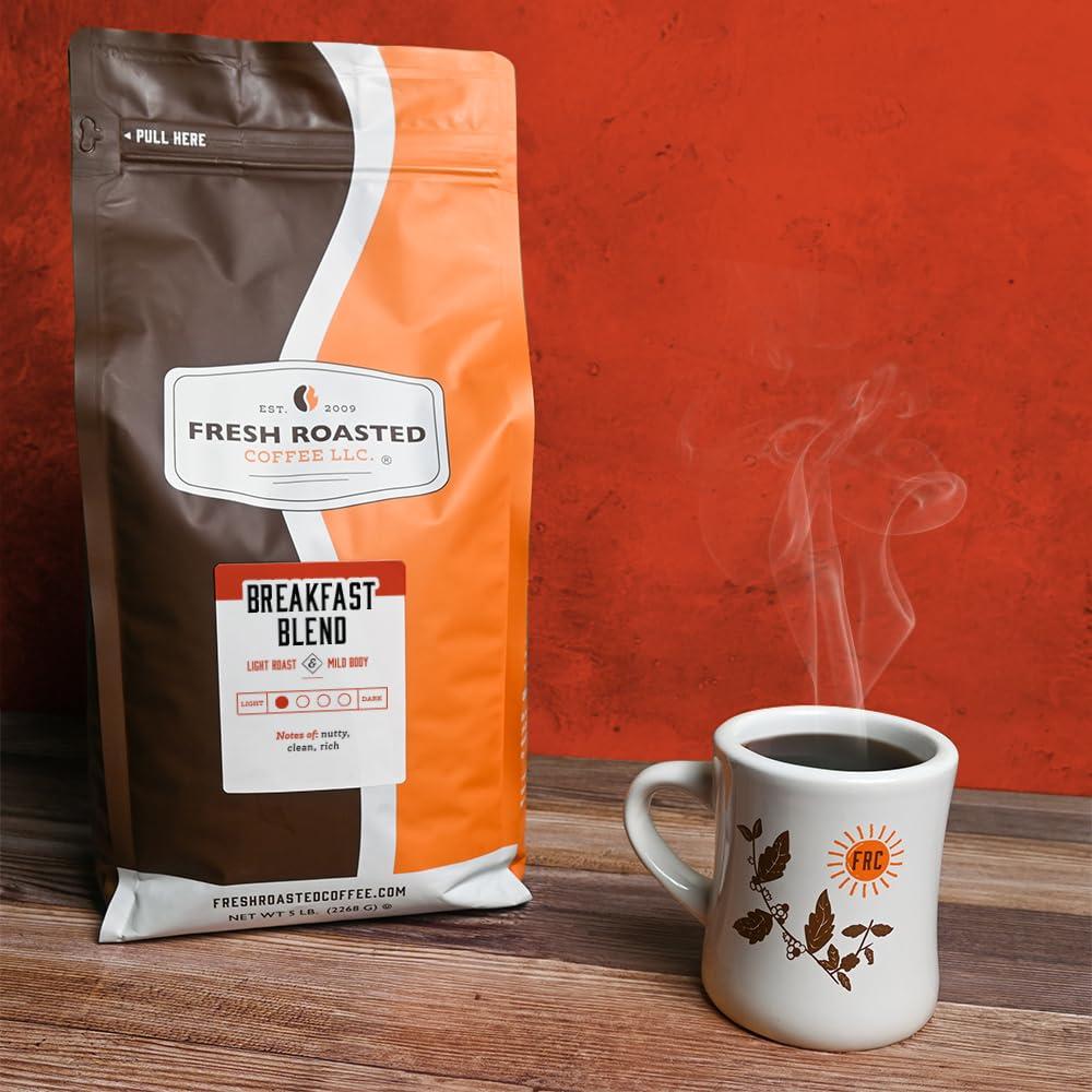 Fresh Roasted Coffee Fresh Roasted Coffee, Breakfast Blend, 5 lb (80 oz), Light Roast, Kosher, Ground