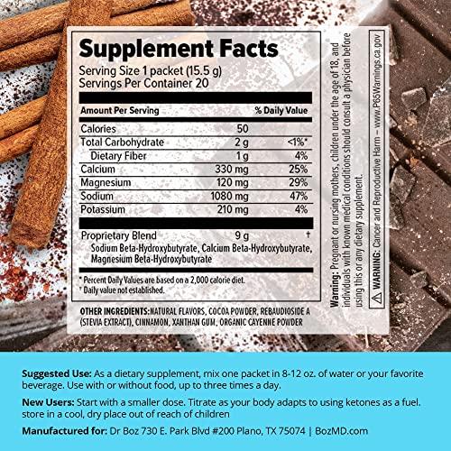 Dr. Boz Dr. Boz - Keto BHB Powder - Mexican Chocolate Spice, 20 Servings - Ketones Drink - Energy & Reduced Cravings - Max Strength Dietary Supplement - Quality Tested - Made in The USA - 10.9oz (310g)
