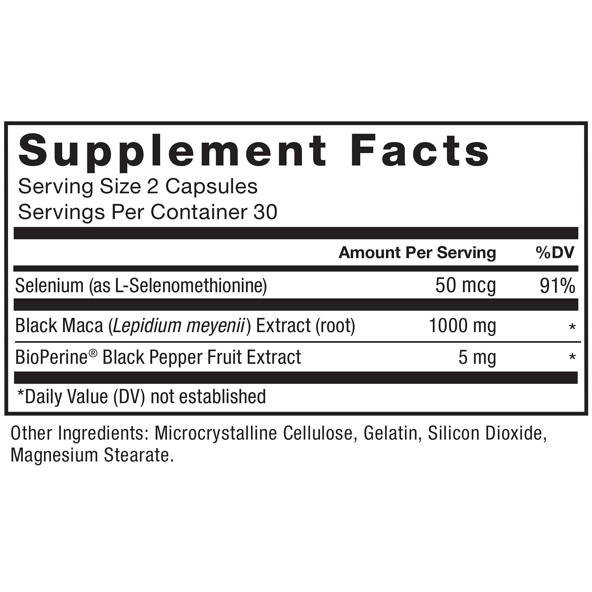 Force Factor Force Factor Black Maca Root Vitality Supplement for Men with Superior Absorption and Power, Natural Maca Negra Extract, Fundamentals Series, 1000mg, 60 Capsules (Pack of 3)