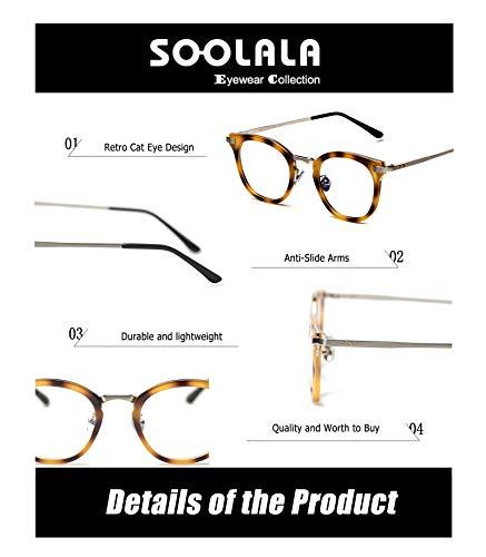 SOOLALA SOOLALA Womens Hot Fashion Cateye Eyeglass Frame Stylish Reading Glasses, Tortoise, 2.5D