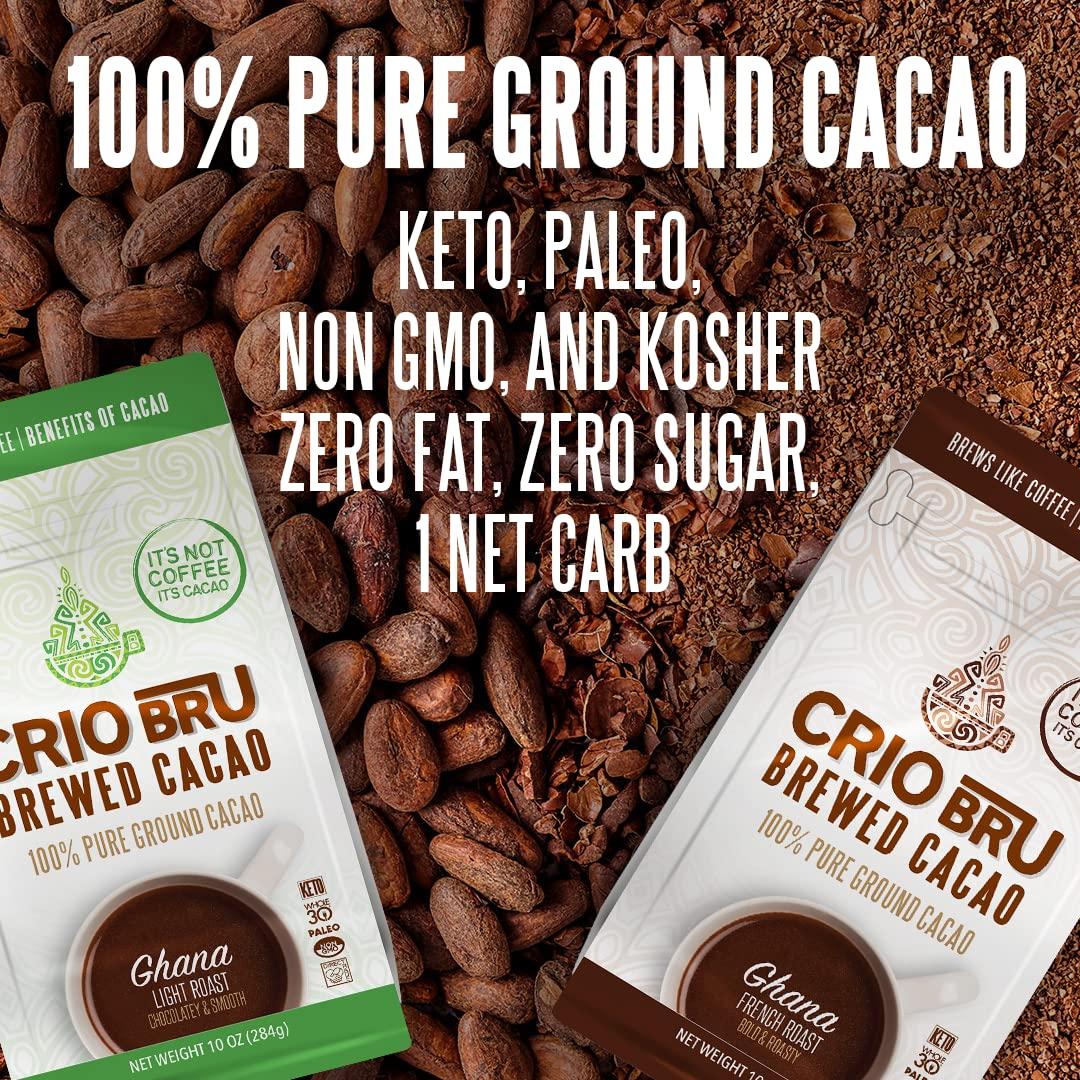 Crio Bru Crio Bru Brewed Cacao Venezuela Medium Roast 3lb (48oz) - Coffee Alternative Natural Healthy Drink | 100% Pure Ground Cacao Beans | 99.99% Caffeine Free, Keto, Low Carb, Paleo, Brew And Enjoy Hot or Iced