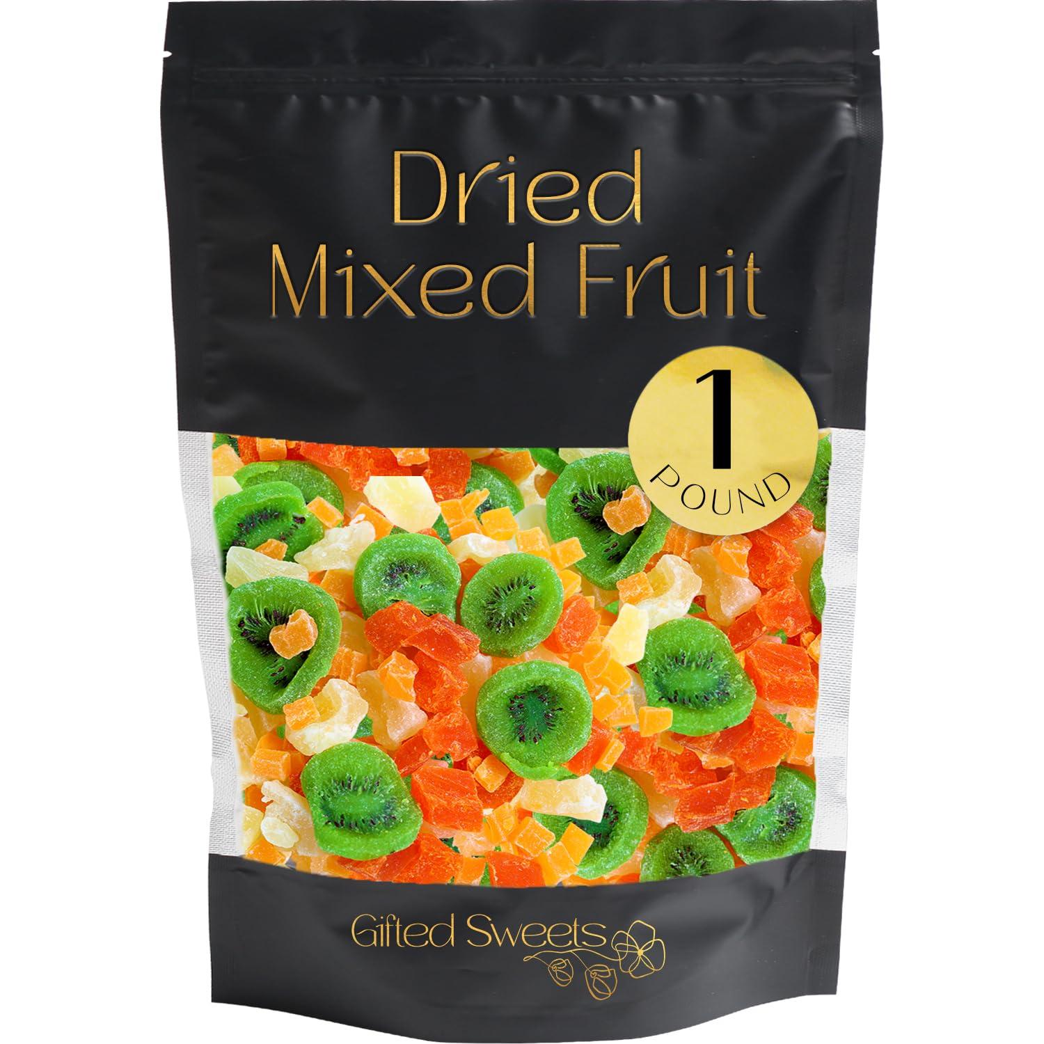 Gifted Sweets Tropical Fruit Trail Mix - 1 Pound - Dried Fruit Assortment - Sweet Dried Kiwi, Pineapple, Papaya, Mango - Healthy Dried Fruit Assortment for Snacking - Rich in Antioxidants - with Added Sugar - NON-GMO, GLUTEN-FREE, NUT-FREE