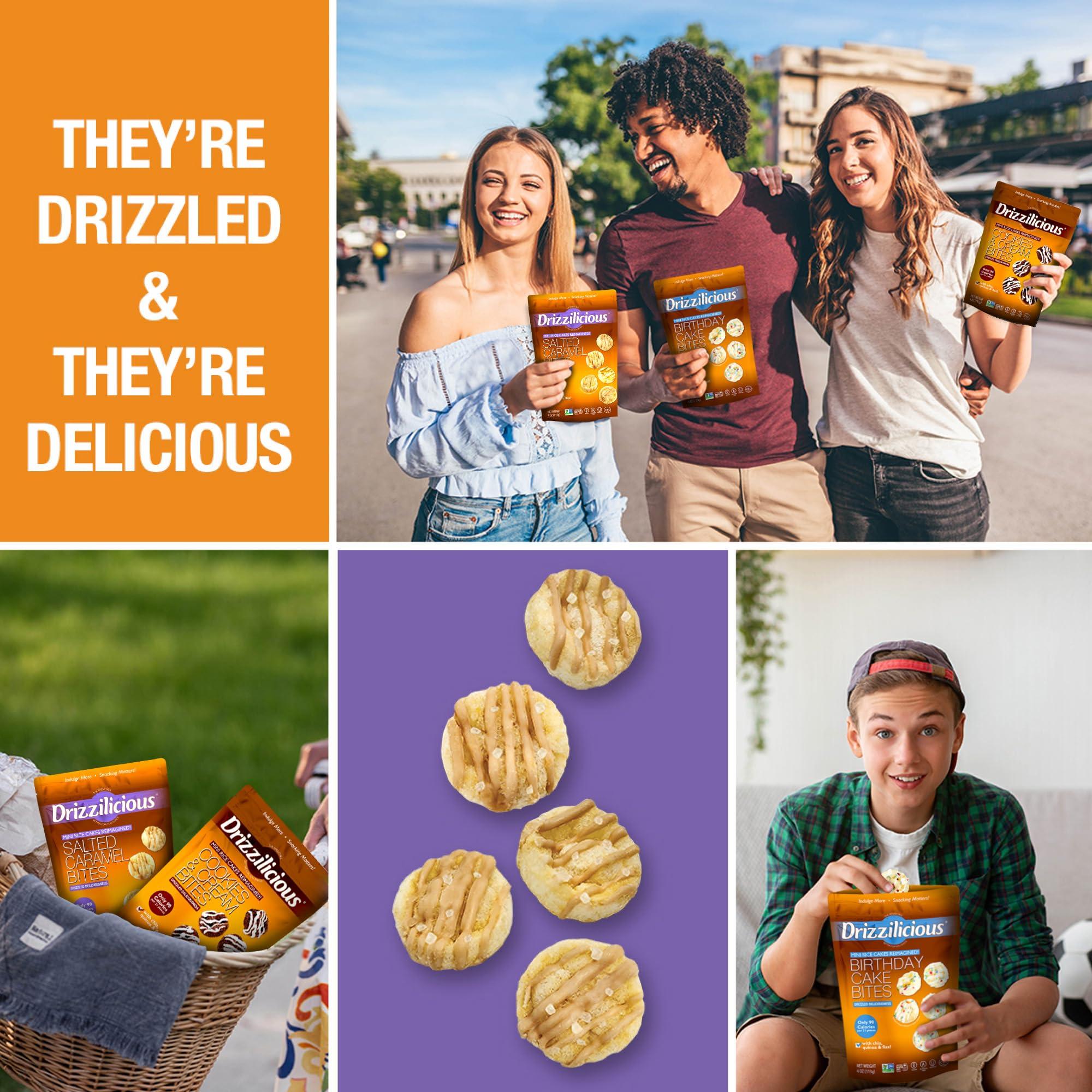 Drizzilicious Drizzilicious Mini Rice Cakes Salted Caramel - Rice Crisps, Healthy Snack for Adults & Kids, Flavored Rice Cakes, Vegan, Gluten Free, Allergen Free, 90 Calories Per Serving - 4 oz (Pack of 2)