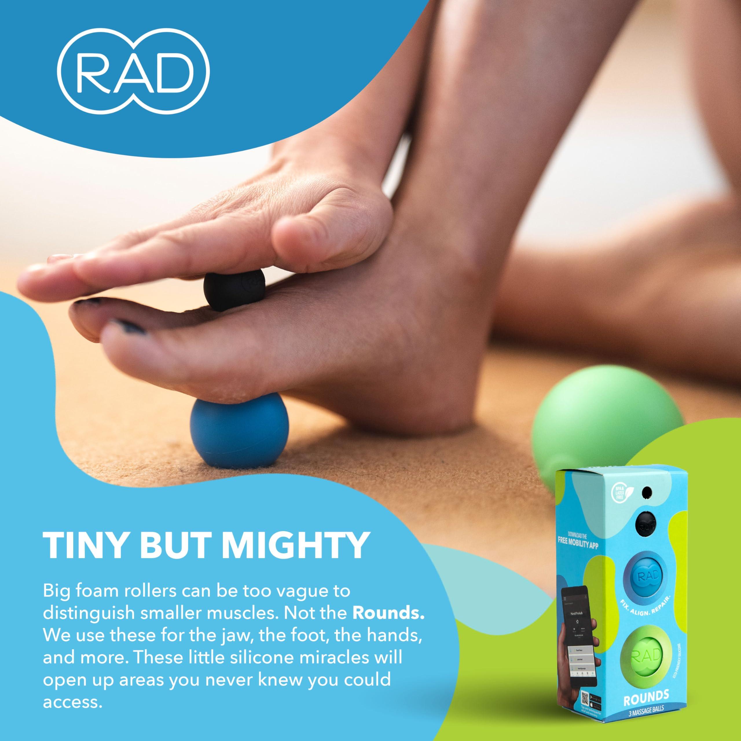 RAD RAD Rounds I Set of 3 Massage Balls for Jaw, Hands and Plantar Fasciitis Myofascial Release, Mobility and Recovery,3 Count (Pack of 1)