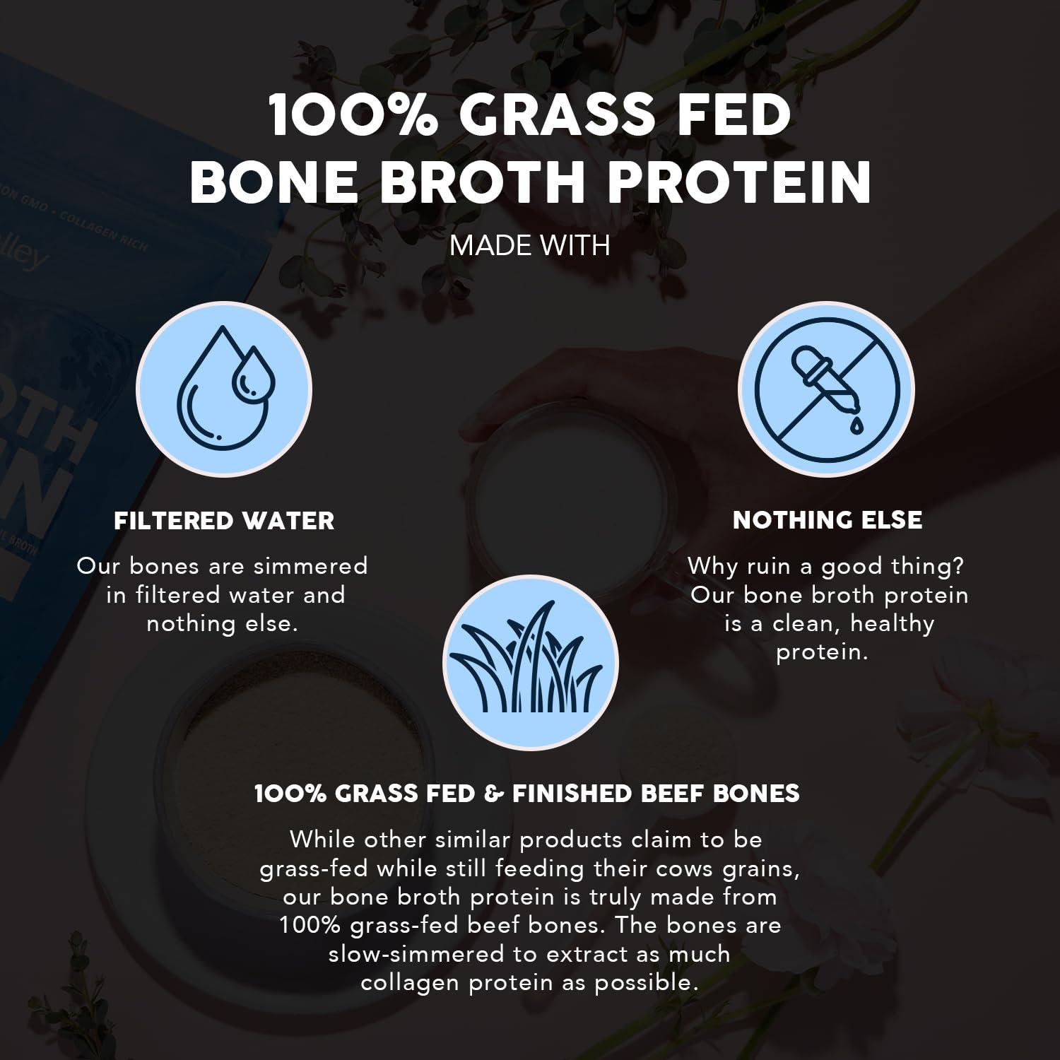 Paleovalley Paleovalley 100% Grass Fed Bone Broth Protein Powder - Chocolate - Rich in Collagen for Hair, Skin, Gut Health, Bone and Joint Support - 28 Servings