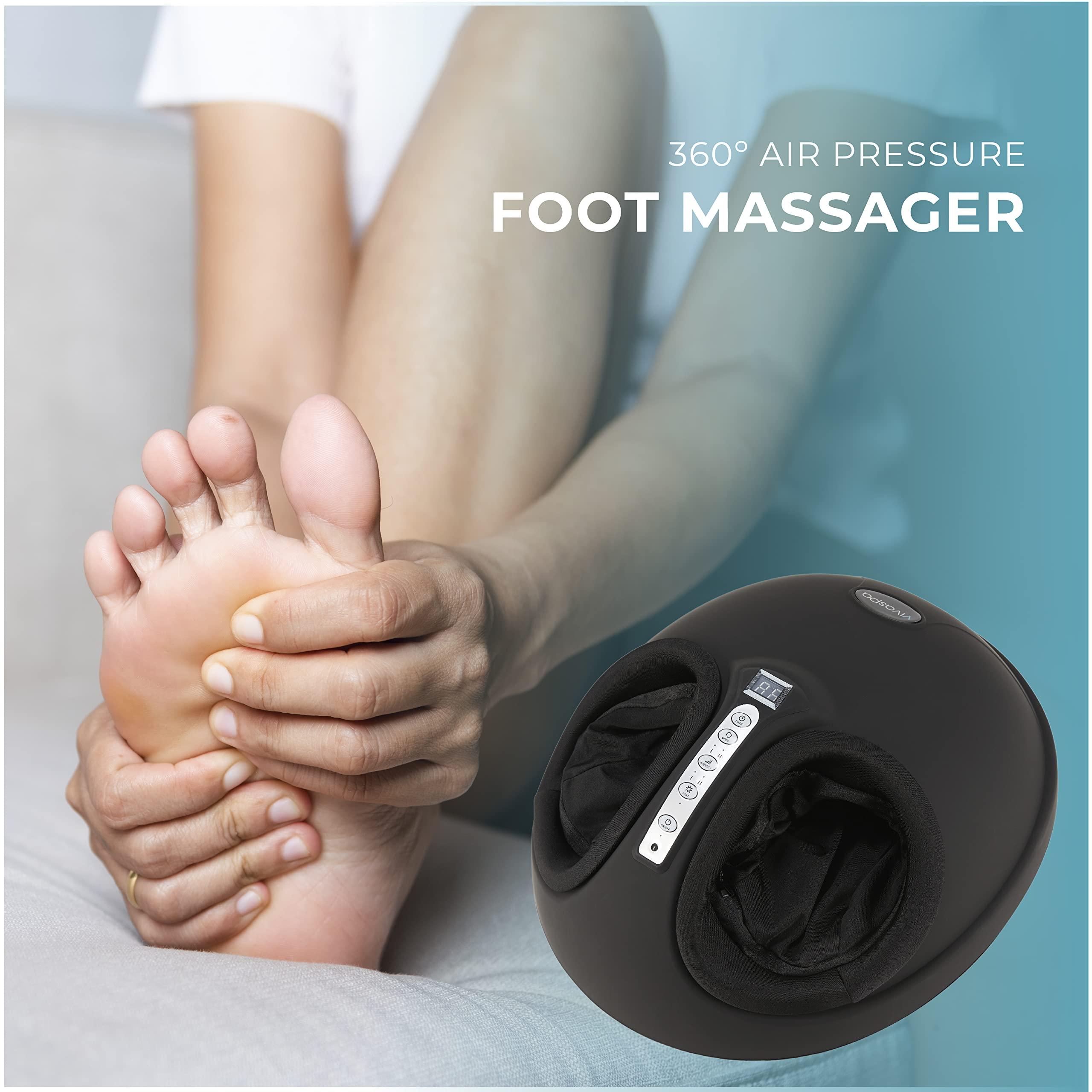 Vivitar Vivaspa Air Pressure Foot Massager with Heat and Remote Control, Adjustable Feet Massage Machine with 3 Intensity Levels, Deep Kneading and Rolling for Home or Office Use