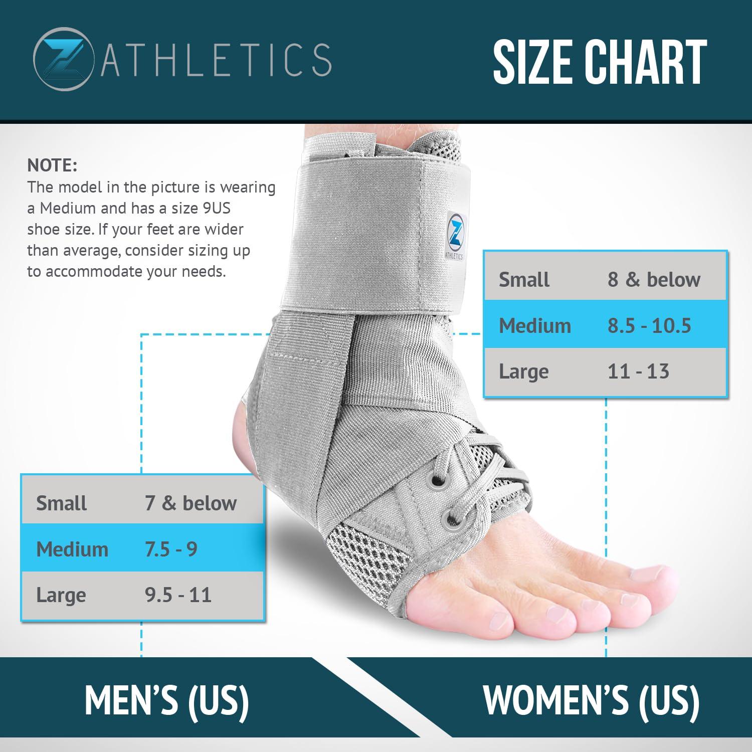 Z ATHLETICS Z ATHLETICS Zenith Ankle Brace, Lace Up Adjustable Support for Running, Basketball, Injury Recovery, Sprain! Ankle Support for Men, Women, and Children (Grey, Small)