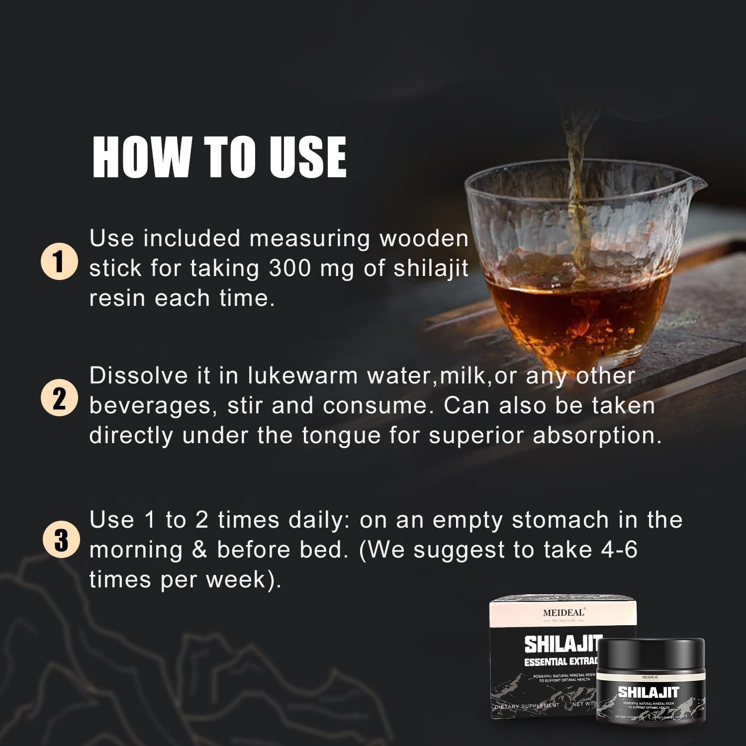 Meideal Shilajit Pure Himalayan Organic Shilajit Resin, Natural Shilajit Resin with Fulvic Acid, 85+ Trace Minerals, Organic Ayurvedic Blend for Energy & Immune System Support, 30 Grams (3 Packs)