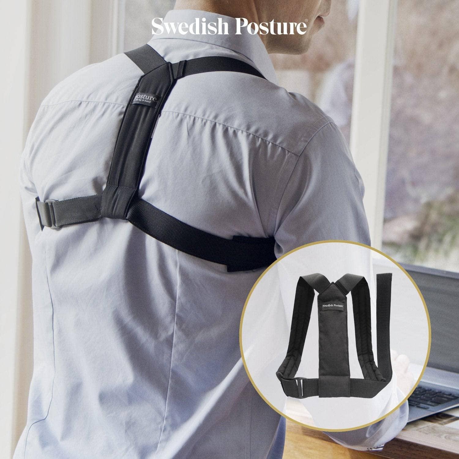 Swedish Posture Swedish Posture Classic Brace Shoulders and Upper Back Pain Relief ((Female L-XL / Male - L), Black)