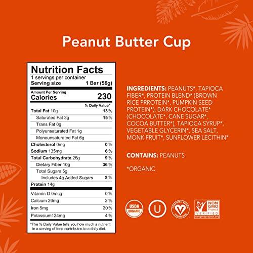ALOHA ALOHA Organic Plant Based Protein Bars - Peanut Butter Cup Bar - Vegan, Low Sugar, Gluten-Free, Paleo, Low Carb, Non-GMO, No Stevia, No Erythritol