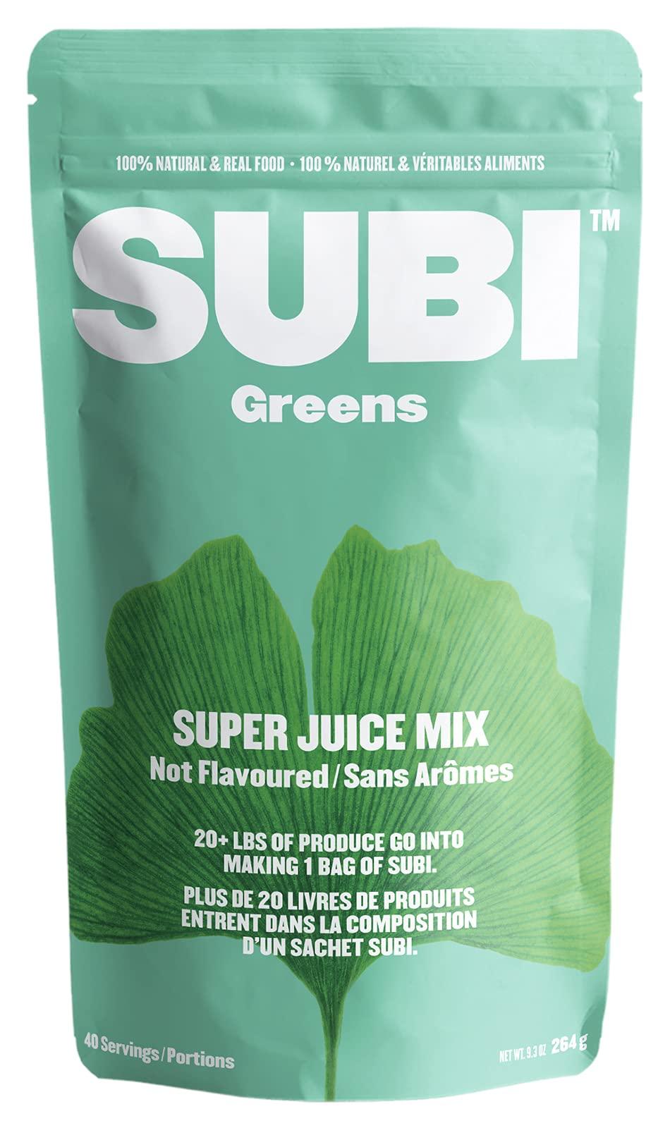 SUBI SUBI Best Green Superfood NOT Flavoured Vegetable and Daily Greens Replacement Raw Ingredients: Matcha, Kale, Barley Grass, Spirulina, Acai, Goji Berry + More Morning Energy Booster 40 Day Supply