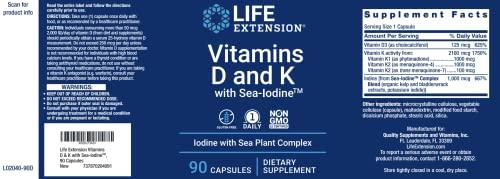 Life Extension Life Extension Vitamins D and K with Sea-Iodine, 90 Caps (Pack of 2)
