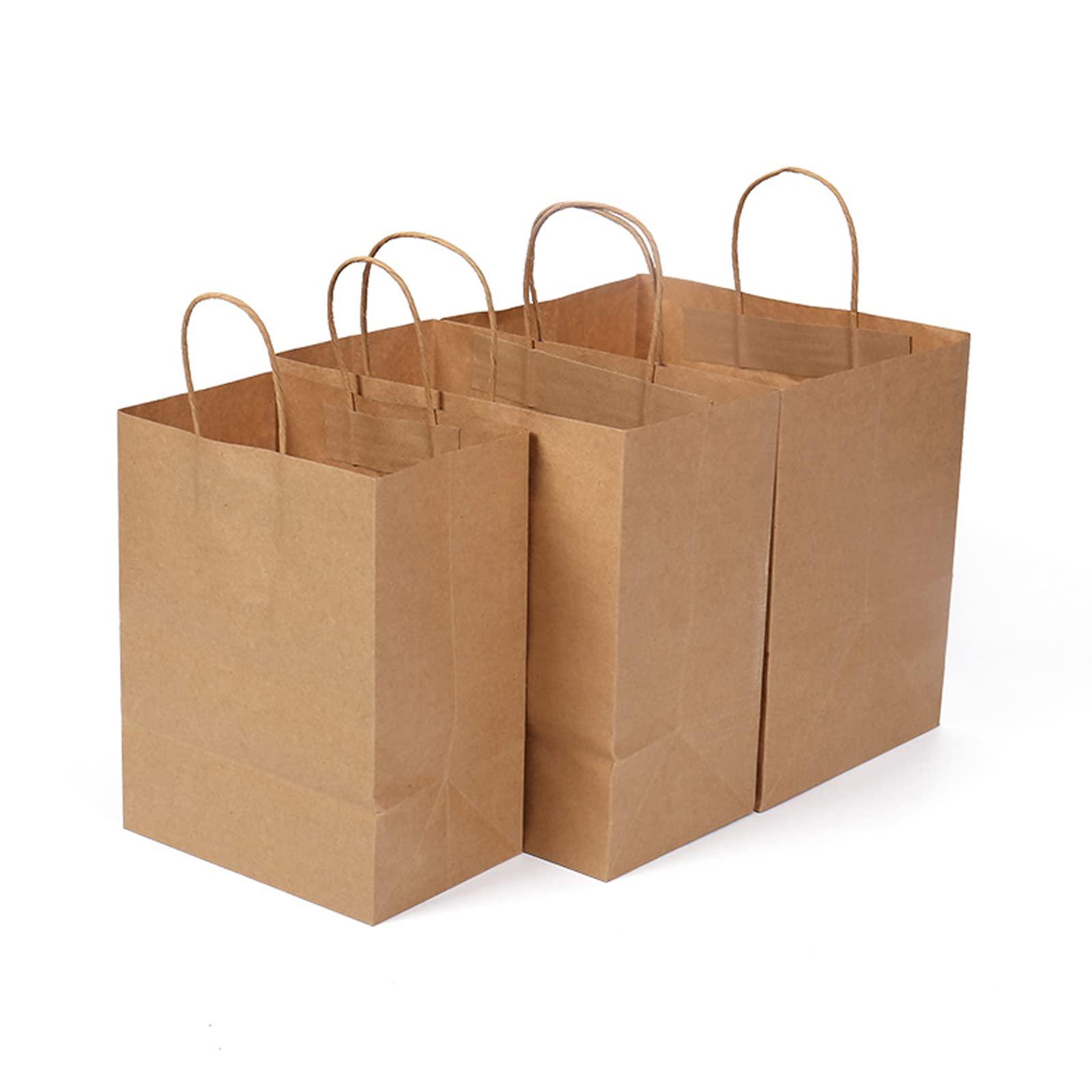 ChrisPow 50 Pcs Kraft Paper Bags with Handles Brown Paper Bags Paper Gift Bags Kraft Great for Wedding Bridal Showers Kids Parties Boutique Grocery Retail Stores Mother's Day Gift Bag-11x9x11in