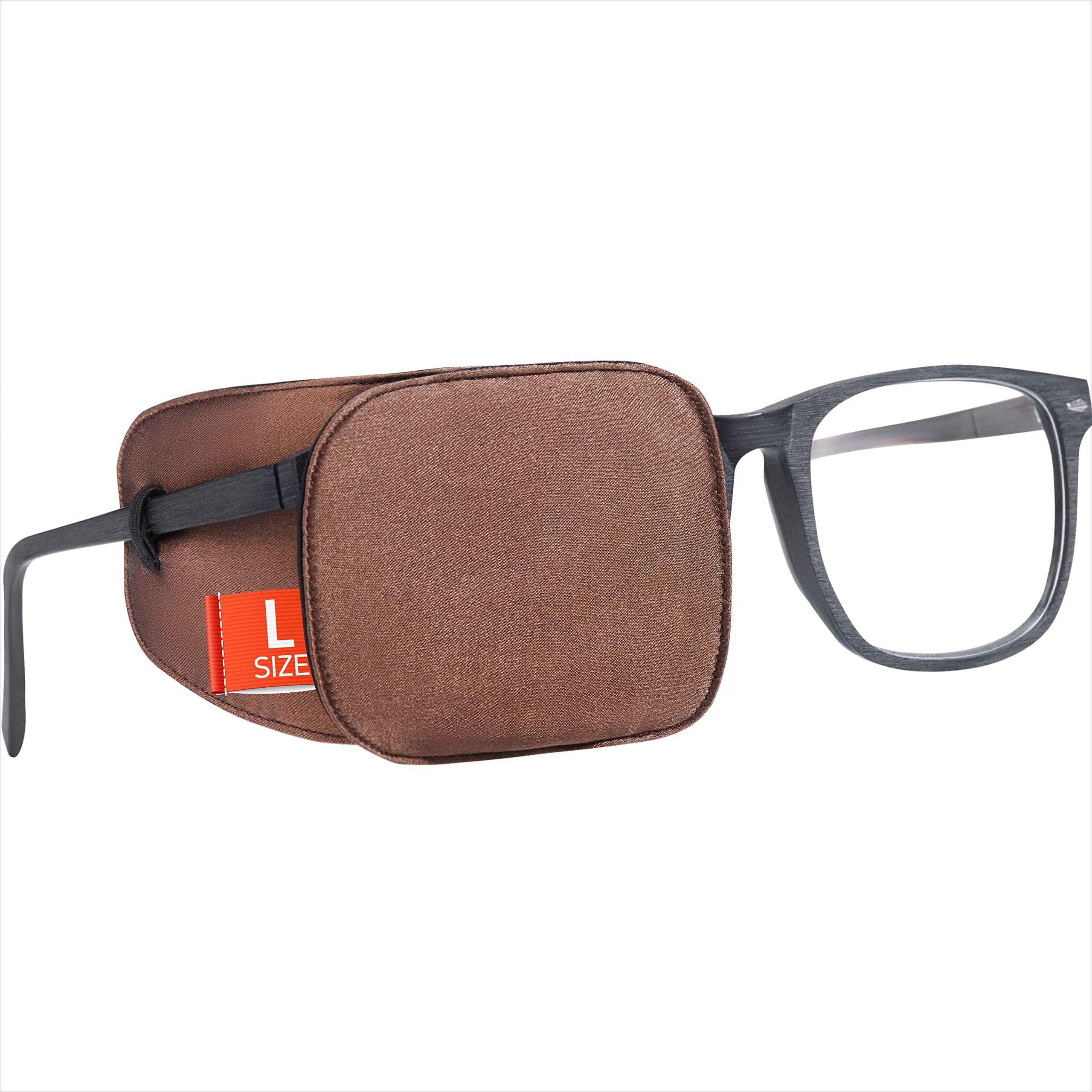 Astropic Astropic Large Silk Eye Patch for Adults Kids Glasses to Cover Either Eye (Large, Brown)