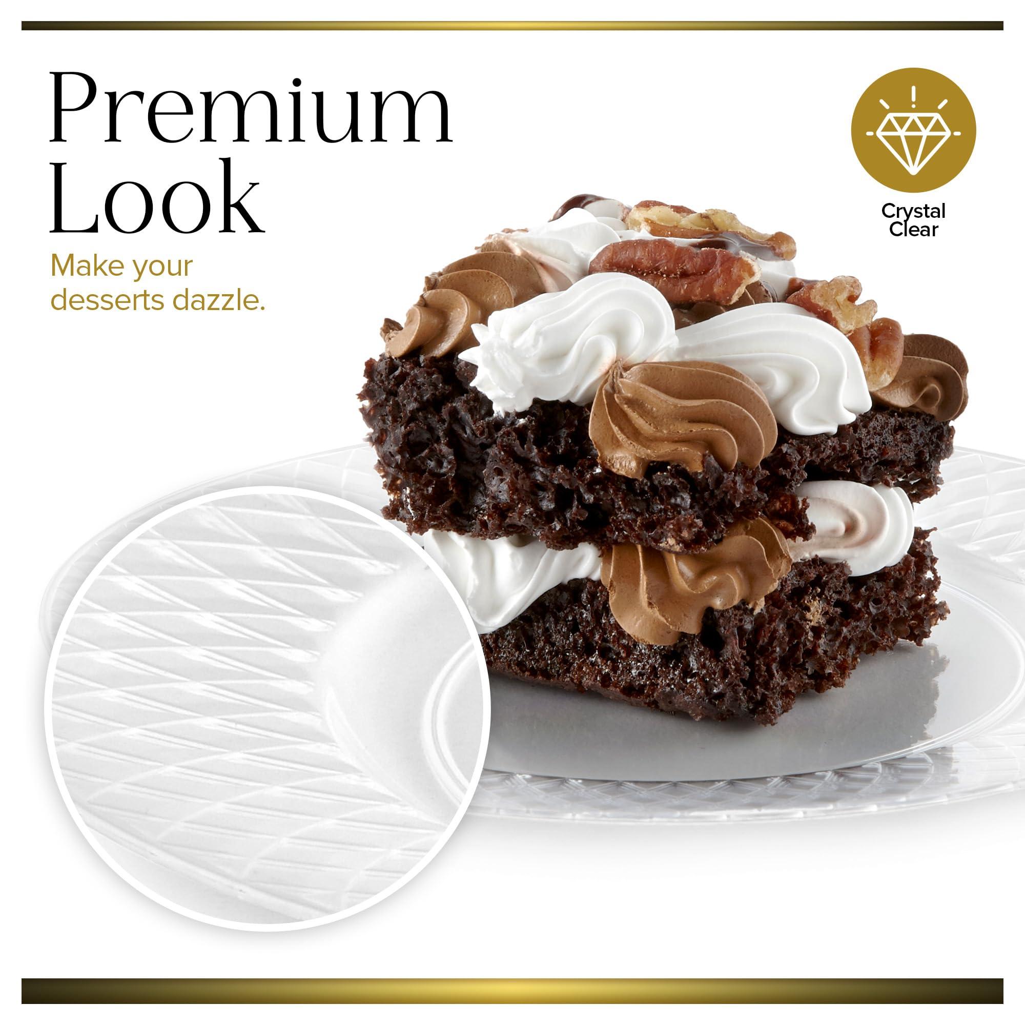 Stock Your Home Stock Your Home Premium Clear Plastic Dessert Plates, 6\" Inch Appetizer, Dessert, and Party Plates (100 Count) Heavy Duty Hard Plastic Disposable Wedding Cake Plates, Crystal Clear for Holiday Parties