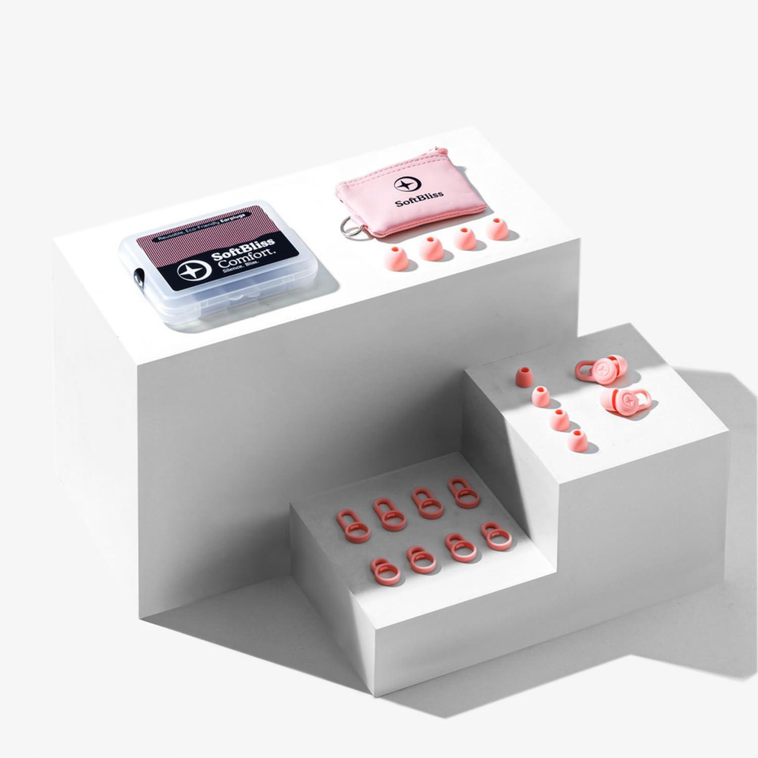 SoftBliss SoftBliss Ear Plugs for Sleeping Not Earbuds, Super Soft Sleep Earplugs, Reusable, Reduce Noise, Block Intrusive Sounds, for All Ears (Pink)