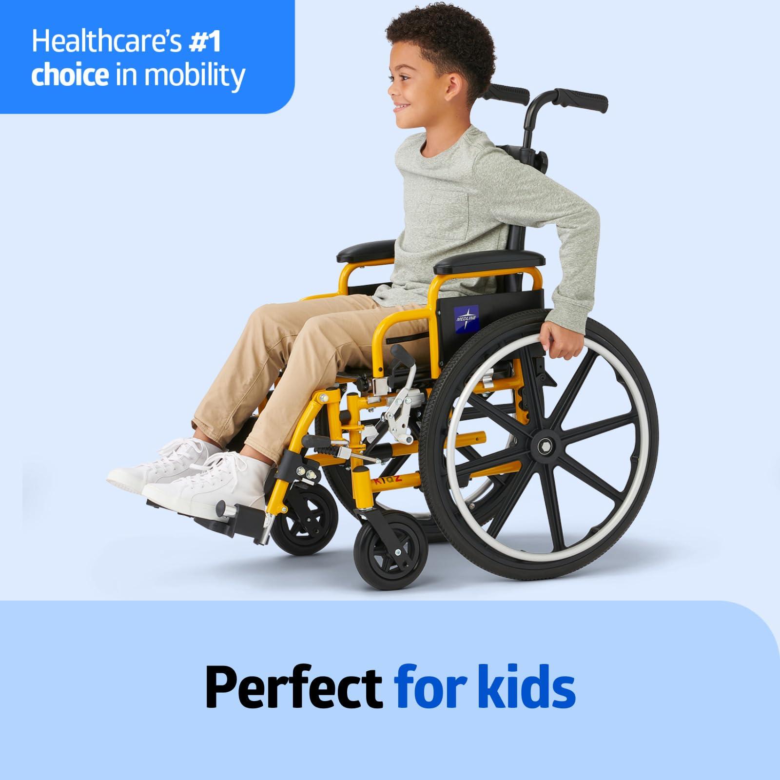 Medline Medline Pediatric Wheelchair for Children - Promoting Comfort and Mobility, 14W x 12D Seat