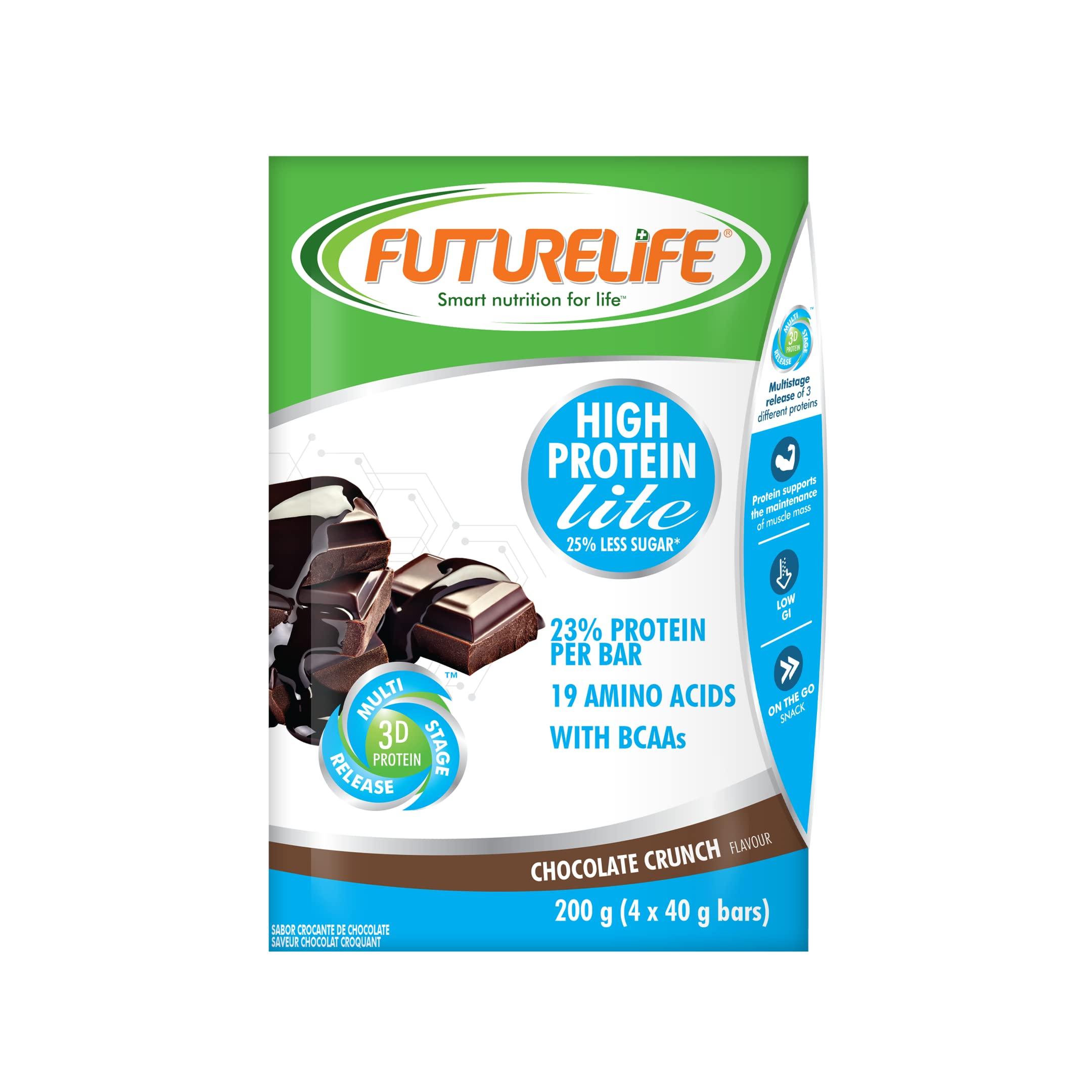 FUTURELIFE FUTURELIFE Smart Bars | High Protein & Lite Bar | 50g/1.76oz a Bar | 25% Protein Per Bar | 19 Amino Acids | Smart Release Of Protein | 12.5g Protein per a Bar | Low GI | (Lite - Chocolate, 4)