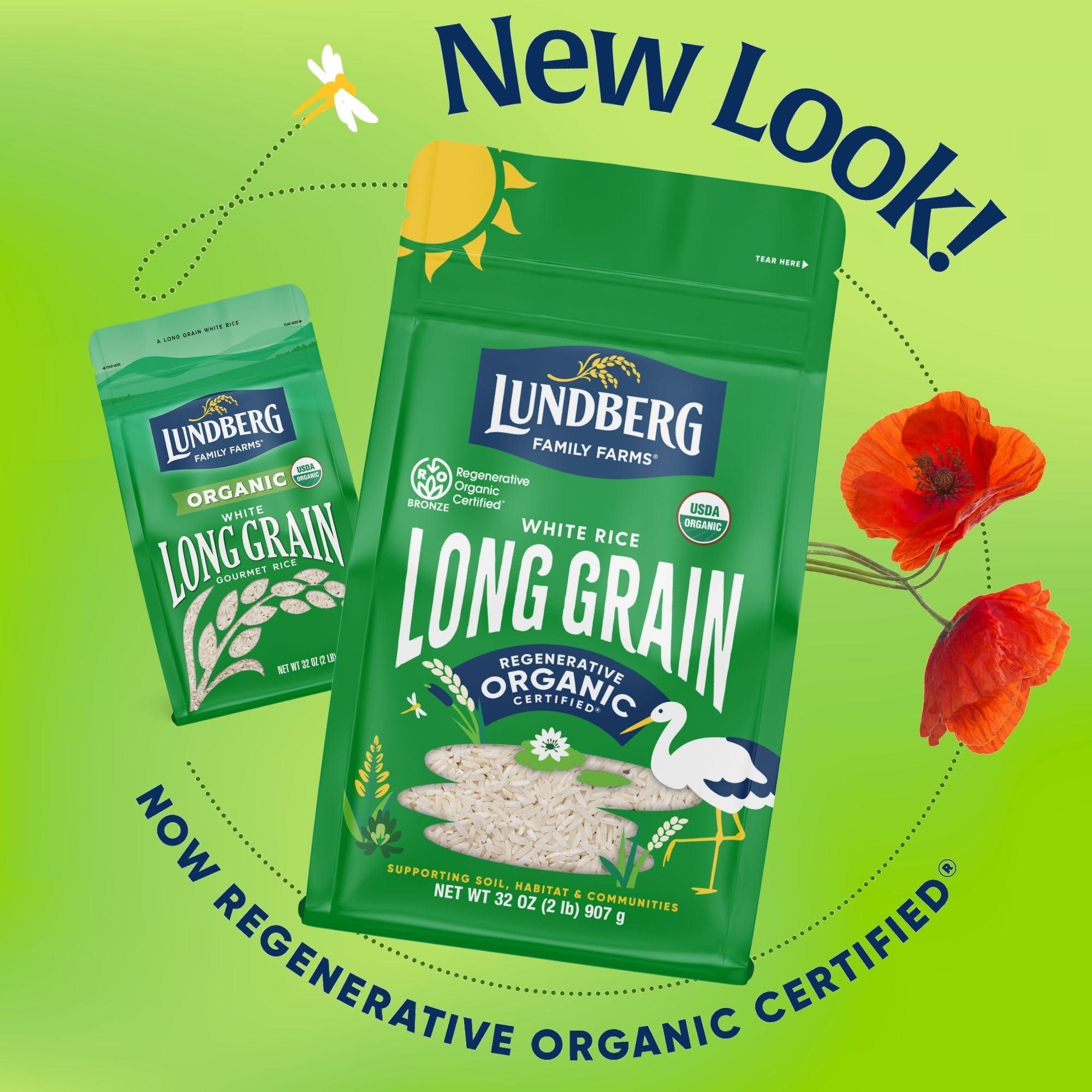 Lundberg Lundberg White Rice, Regenerative Organic Certified Non-Sticky, Aromatic Long Grain Rice, Responsibly Grown in California, 32 Oz