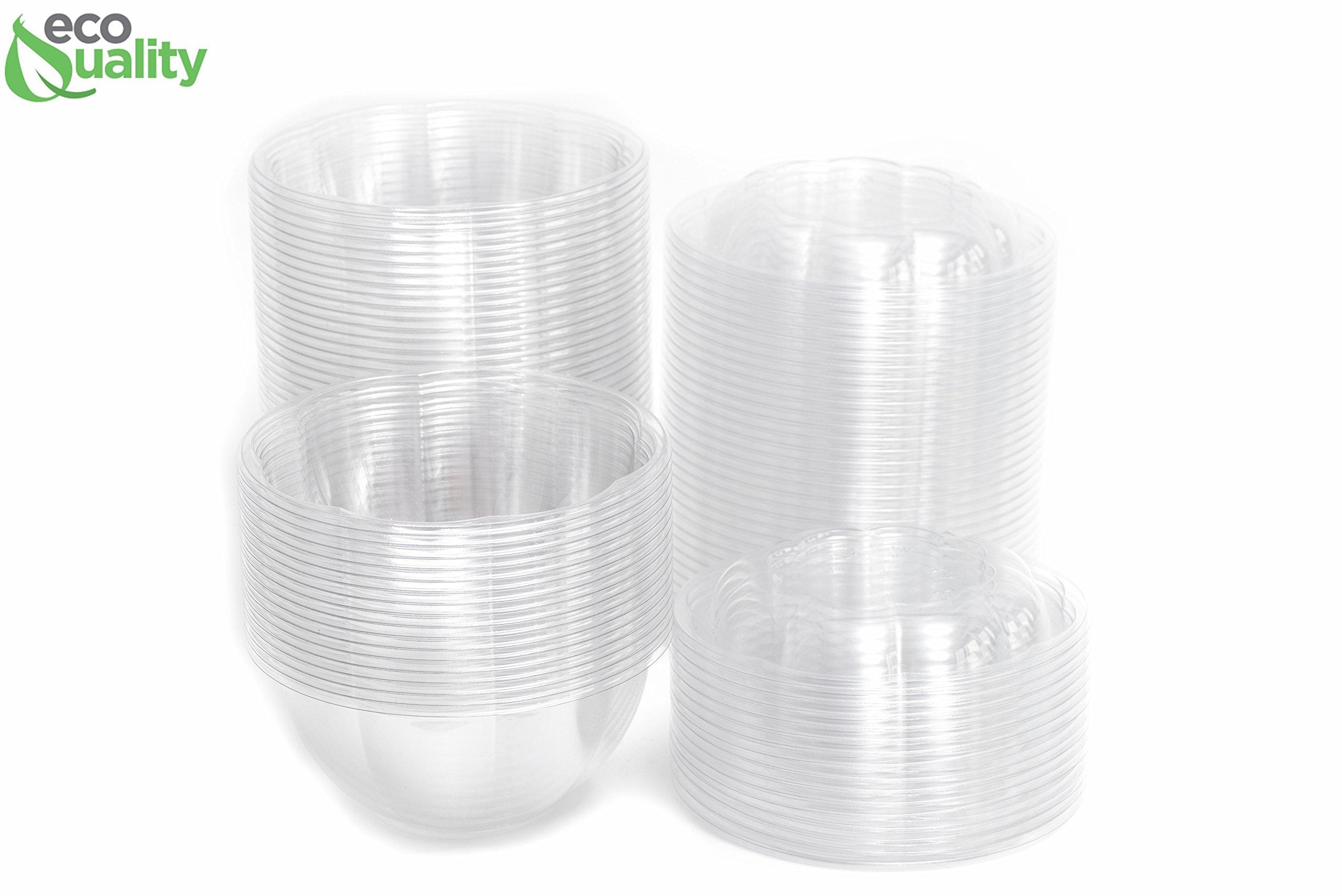 EcoQuality 28oz Clear Disposable Salad Bowls with Lids (10 Pack) - Clear Plastic Disposable Salad Containers for Lunch To-Go, Salads, Fruits, Airtight, Leak Proof, Fresh, Meal Prep | Rose Bowl Container (28oz)