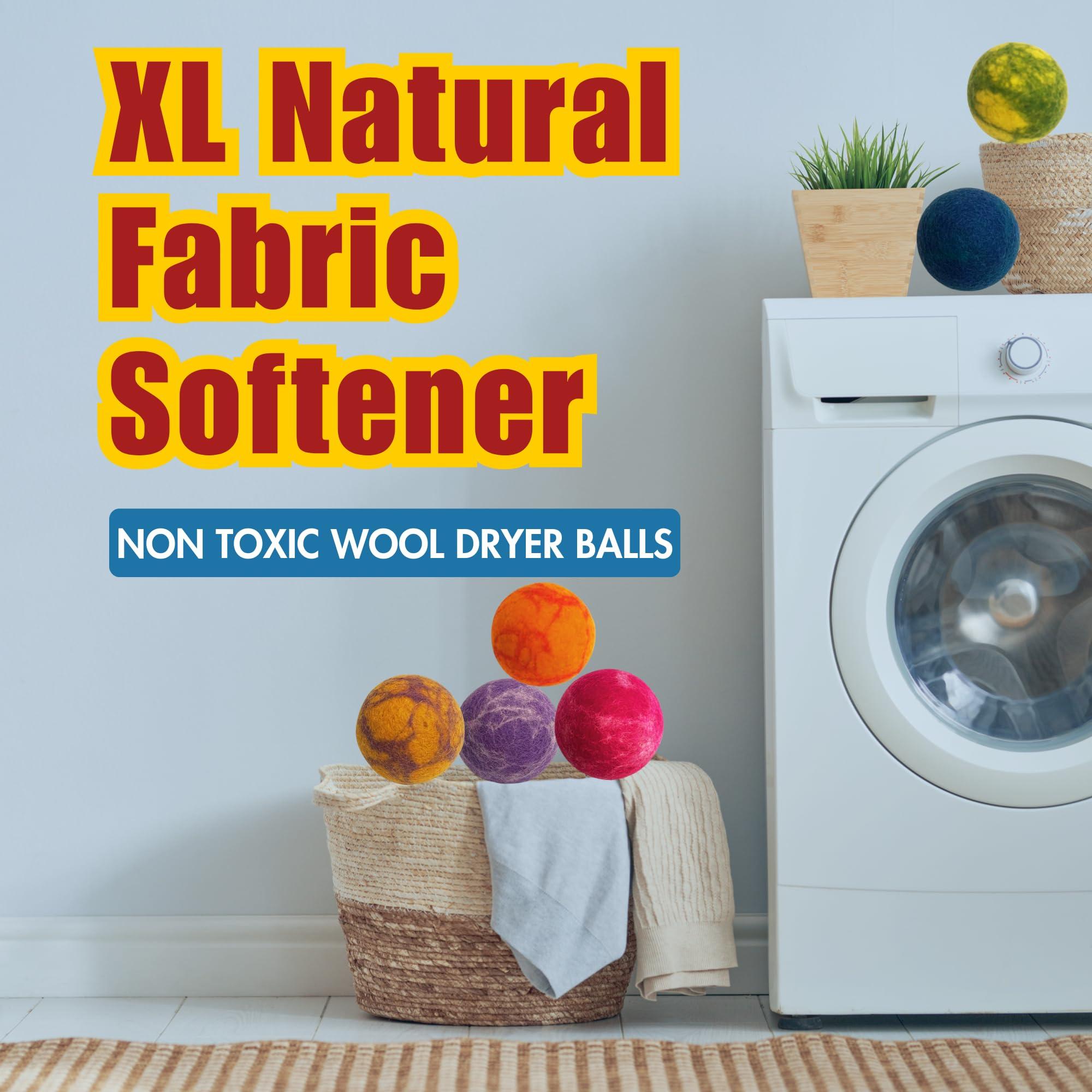 Shop Factory Direct Wool Dryer Balls 100% New Zealand Wool Dryer Balls, Chemical Free Fabric Softener for 1000+ Loads, Hypoallergenic, Cruelty-Free, Reusable, Baby Safe, Handmade Color 6 Pack XL Tie Dye Wool Balls.