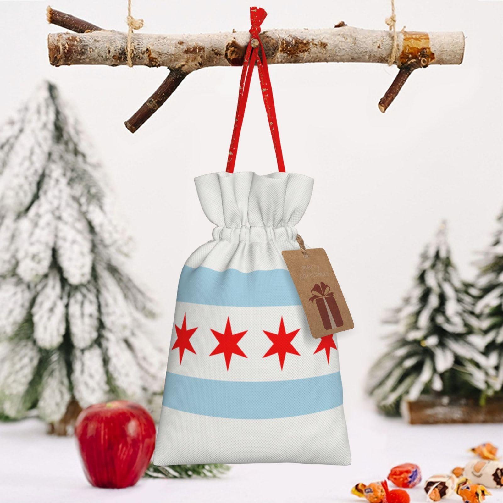Generic Chicago Flag Christmas Gift Bags Holiday Gift Bags -Christmas Bags For Gifts For Christmas Party Decorations -Christmas Gift Wrap