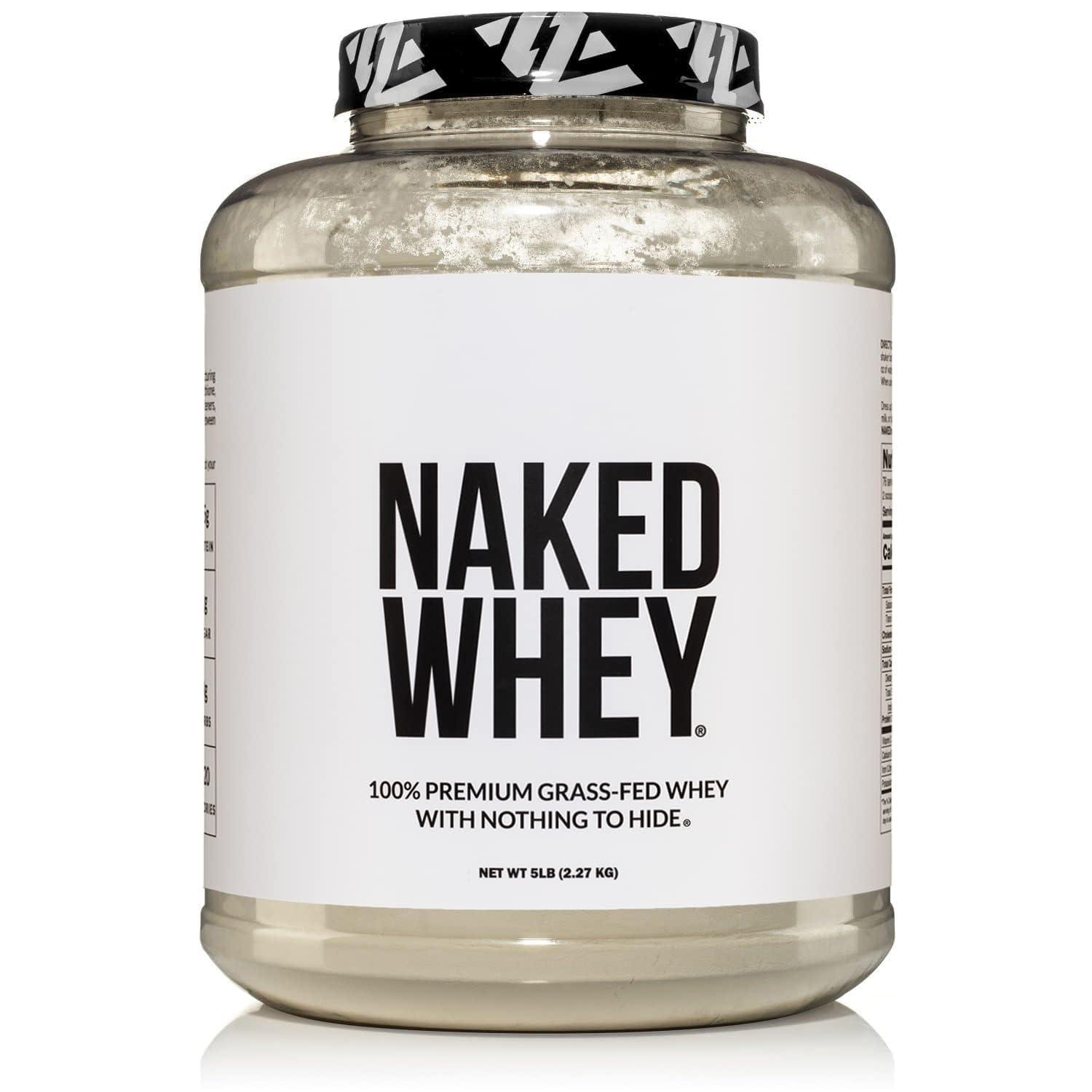 NAKED nutrition NAKED WHEY 5LB 100% Grass Fed Unflavored Whey Protein Powder - Only 1 Ingredient, Undenatured - No GMO, Soy or Gluten - No Preservatives - Promote Muscle Growth and Recovery - 76 Servings