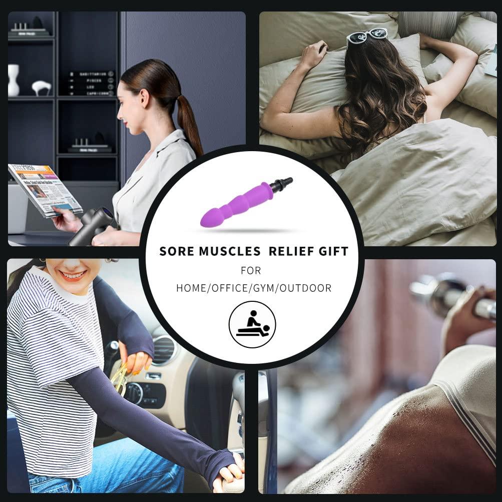 MONIAN Massage Gun Attachment, Deep Tissue Massager Gun Head for Back Neck Muscle Relieve, Upgraded Design, Portable & Ultra Small, Gift for Men Women, Luck Purple