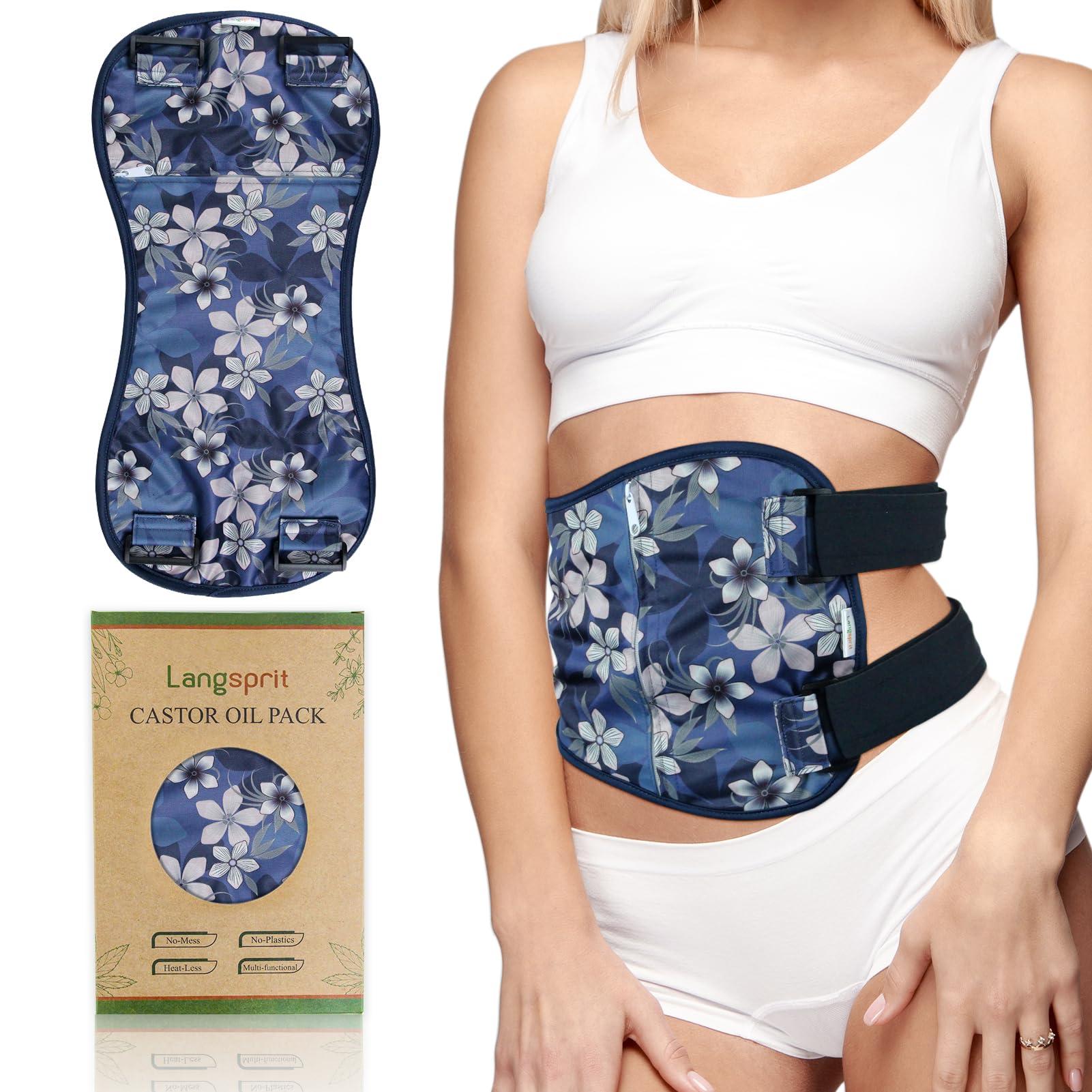 Langsprit Langsprit Castor Oil Pack Wrap,Organic Cotton Castor Oil Packs for Liver Detox,Reusable Castor Oil Pads Pack Compress for Stomach,Castor Oil Packs Body kit L