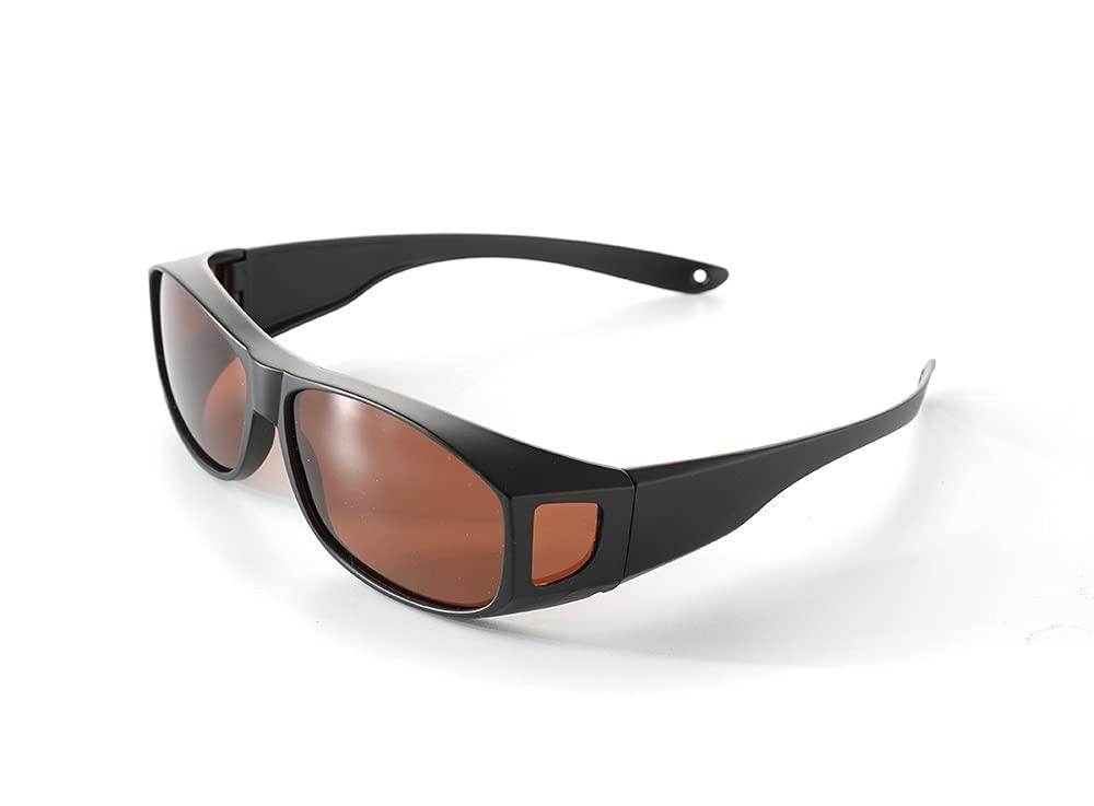 SomniLight Light Therapy SomniLight Light Therapy Polarized FL-41 Light Sensitivity Glasses for Florescent Light Sensitivity, Photophobia, and Migraines (fit-over style, Outdoor), Black, Medium