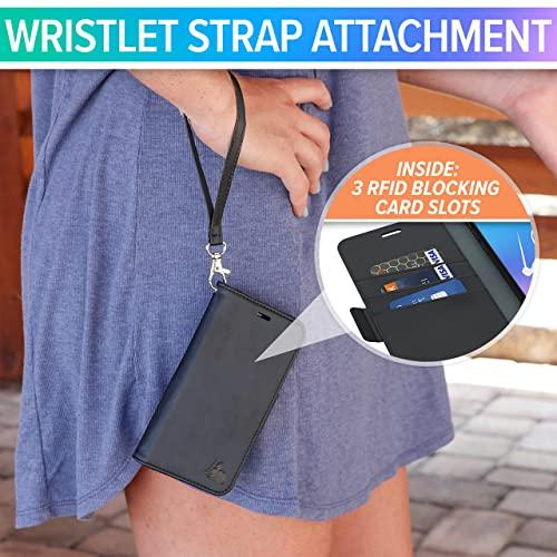 DefenderShield DefenderShield EMF Protection & 5G Anti Radiation iPhone 14 Pro Case - RFID Blocking EMF Shield Detachable Wallet Case with Magnetic Closure (Black)