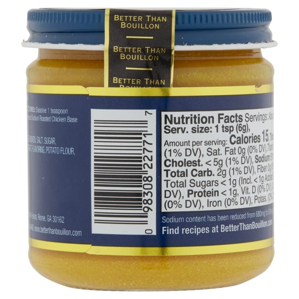 Better Than Bouillon Better Than Bouillon Reduced Sodium Roasted Chicken Base, Made with Seasoned Roasted Chicken & Less Sodium, 38 Servings Per Jar 8 Ounce (Pack of 4)
