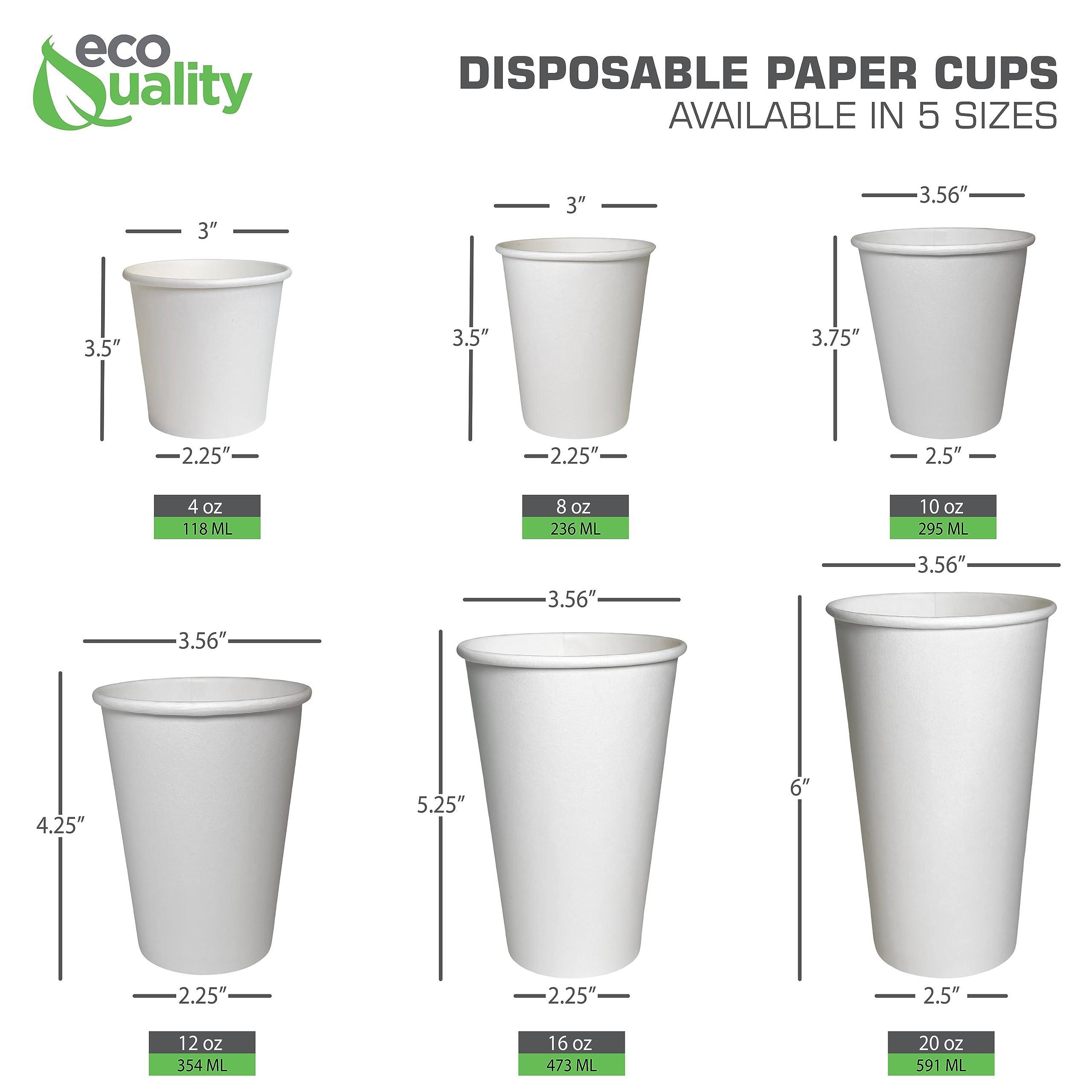 EcoQuality 20oz White Paper Coffee Cups Extra Large - Disposable Paper Coffee Cups - Hot Drink, Tea, Coffee, Cappuccino, Hot Chocolate, Chai, Chai Latte, Office, Travel, Recyclable - 20 Ounce Cups (500)
