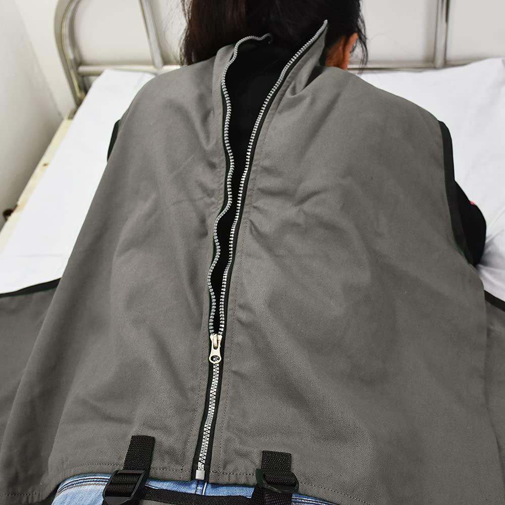 DOPHO DOPHO Anti-Falling Bed Chair Restraint Vest Elderly Cotton Wheelchair Seat Belt Restraint Clothes Band Clothing for Dementia Patients Nursing Care Products (S Grey)