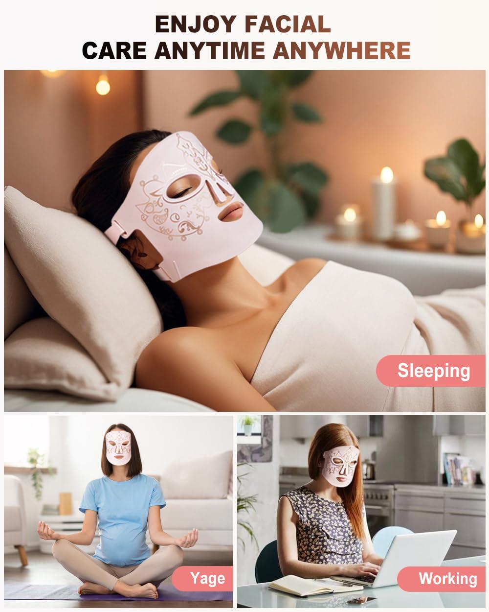 BETNEP Red Light Therapy for Face,3 Modes LED Face Mask Light Therapy,Near-Infrared 850 Red Light Therapy Mask(NIR),Portable,Rechargeable and Remote