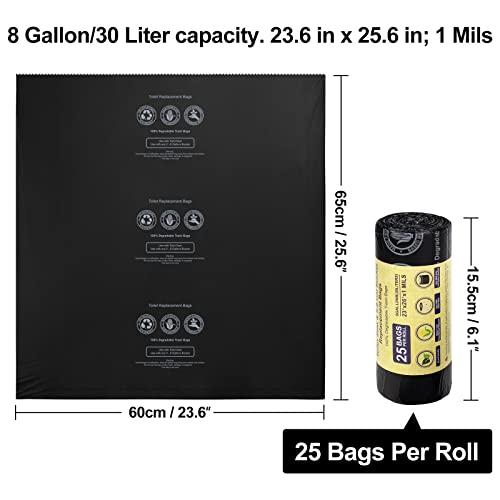 Odree Odree Portable Toilet Replacement Bags | 50 Count 8 Gallon, 30 Liter Camping Toilet Bags for Portable Toilet, Toilet Replacement Bags | Heavy Duty 1 Mils