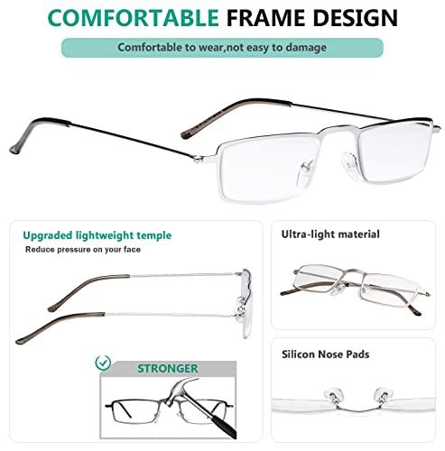 Eyekepper Eyekepper 5-Pack Stainless Steel Frame Half-eye Style Reading Glasses Readers Silver +2.5
