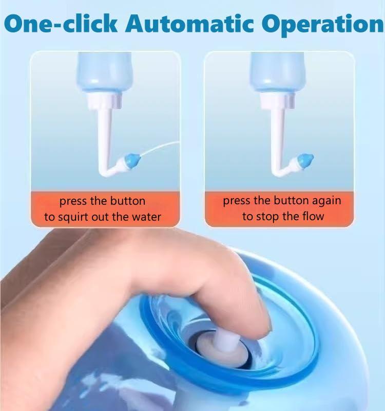SIQITECHNO Neti Pot 300ml Automatic Sinus Rinse Bottle With 2 Style Nozzles Pressure Rinse Nasal Irrigation Portable Nasal Cleaner for Sinus & Allergy Relief Nasal Rinse Kit For Adult and Kid Nasal Care BPA Free