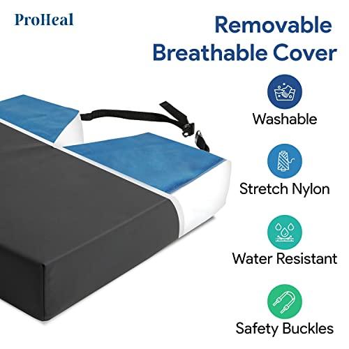 ProHeal Gel Coccyx Wheelchair Seat Cushion - Tailbone Pressure and Pain Relief - Gel Infused High Density and Resilient Foam with Coccyx Cut Out - 18\" x 16\" - 2 Low Profile - 1 Year Warranty
