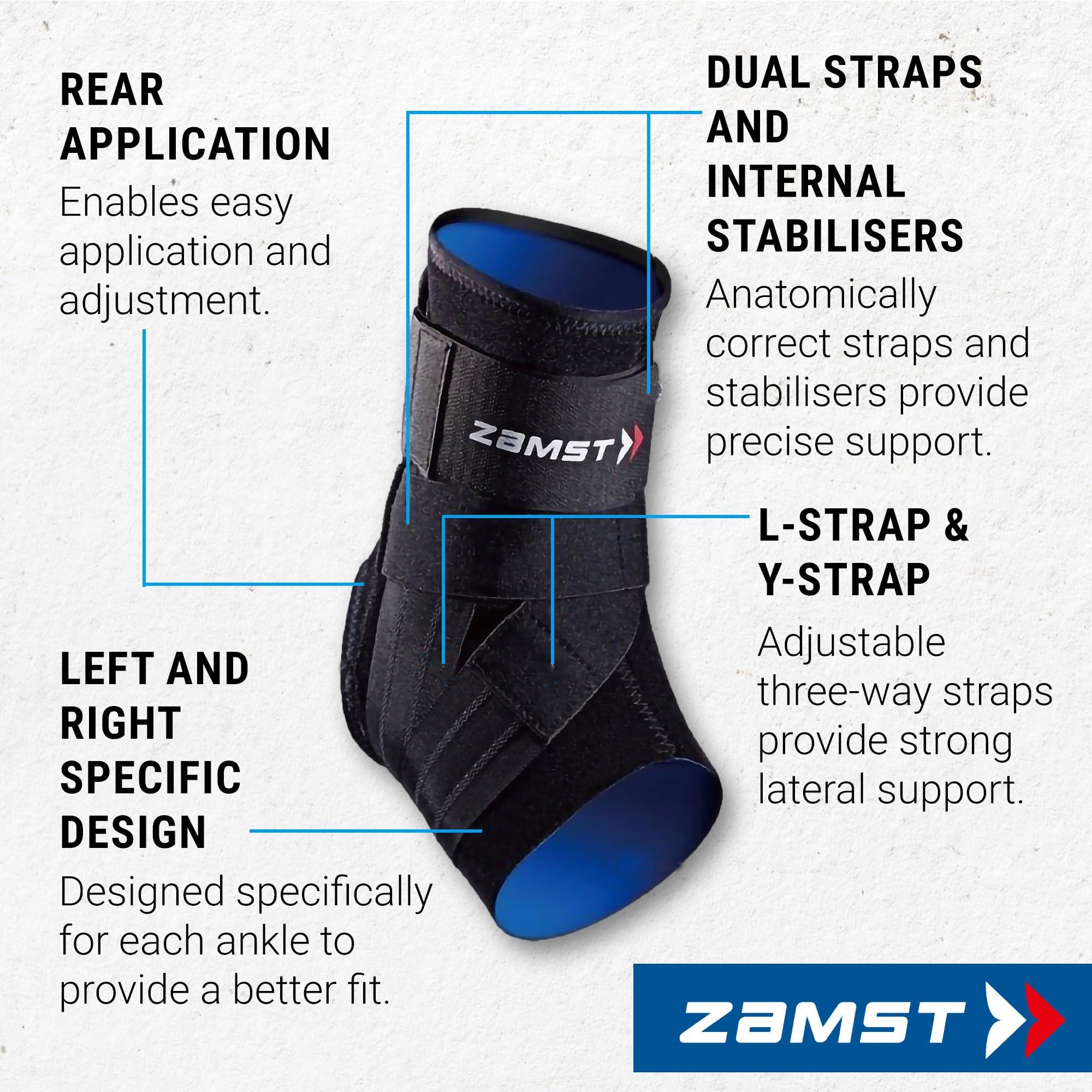 Zamst Zamst A1 Sports Ankle Brace with Adjustable Three Way Straps For Moderate (Grade II) Lateral Ankle Sprain-for Basketball, Volleyball, Football, Lacrose, Tennis, Pickleball-Black, Left, Medium