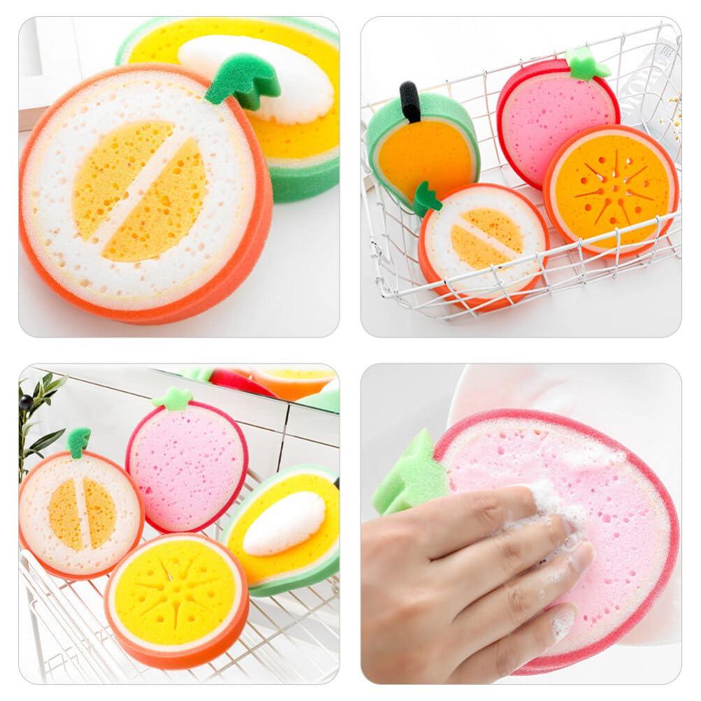 JECOMPRIS JECOMPRIS 12pcs Cleaning Sponge Cute Fruit-Shape Kitchen Sponge Washing Sponge Dish Cleaning Sponge Scrubber(4.72X4.72X1.38in)