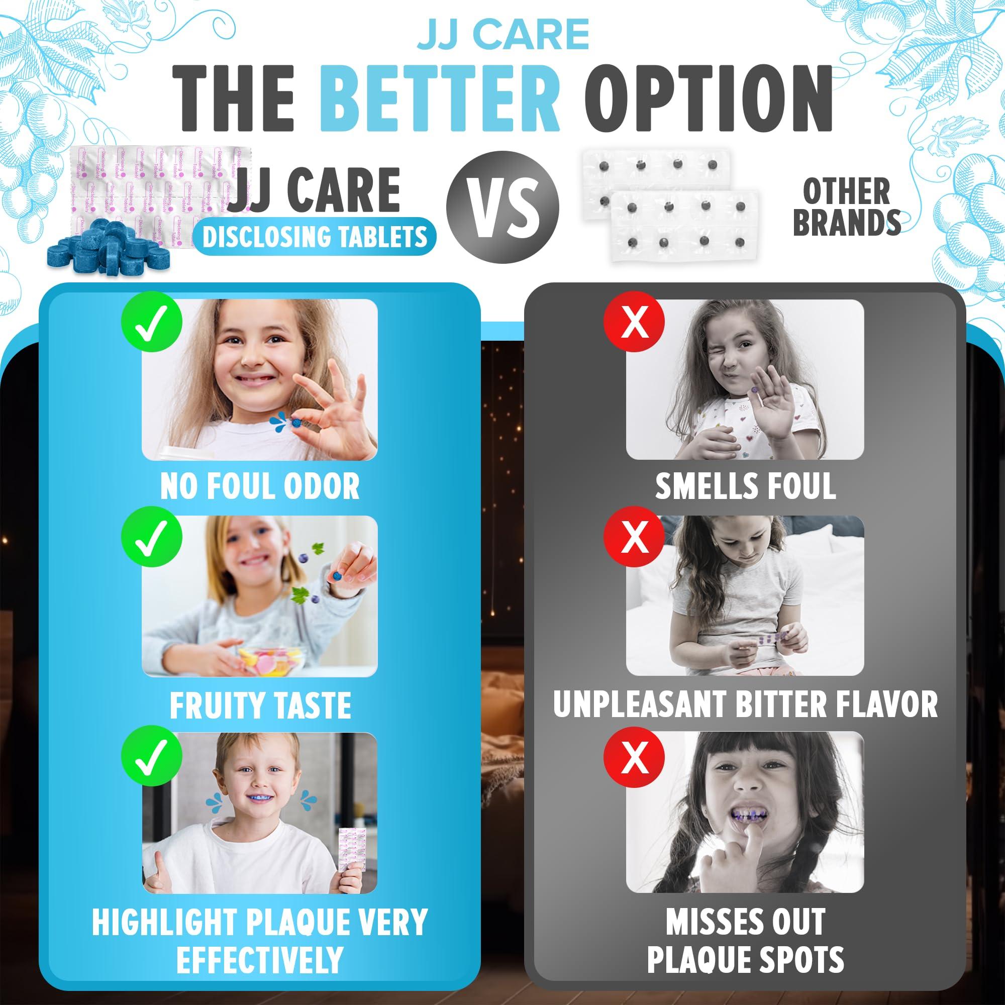 JJ CARE JJ Care Disclosing Tablets for Teeth- 102 Count Grape Flavored Plaque Disclosing Tablets for Kids and Adults, 3 Month Supply of Teeth Coloring, Individually Wrapped Plaque Tablets
